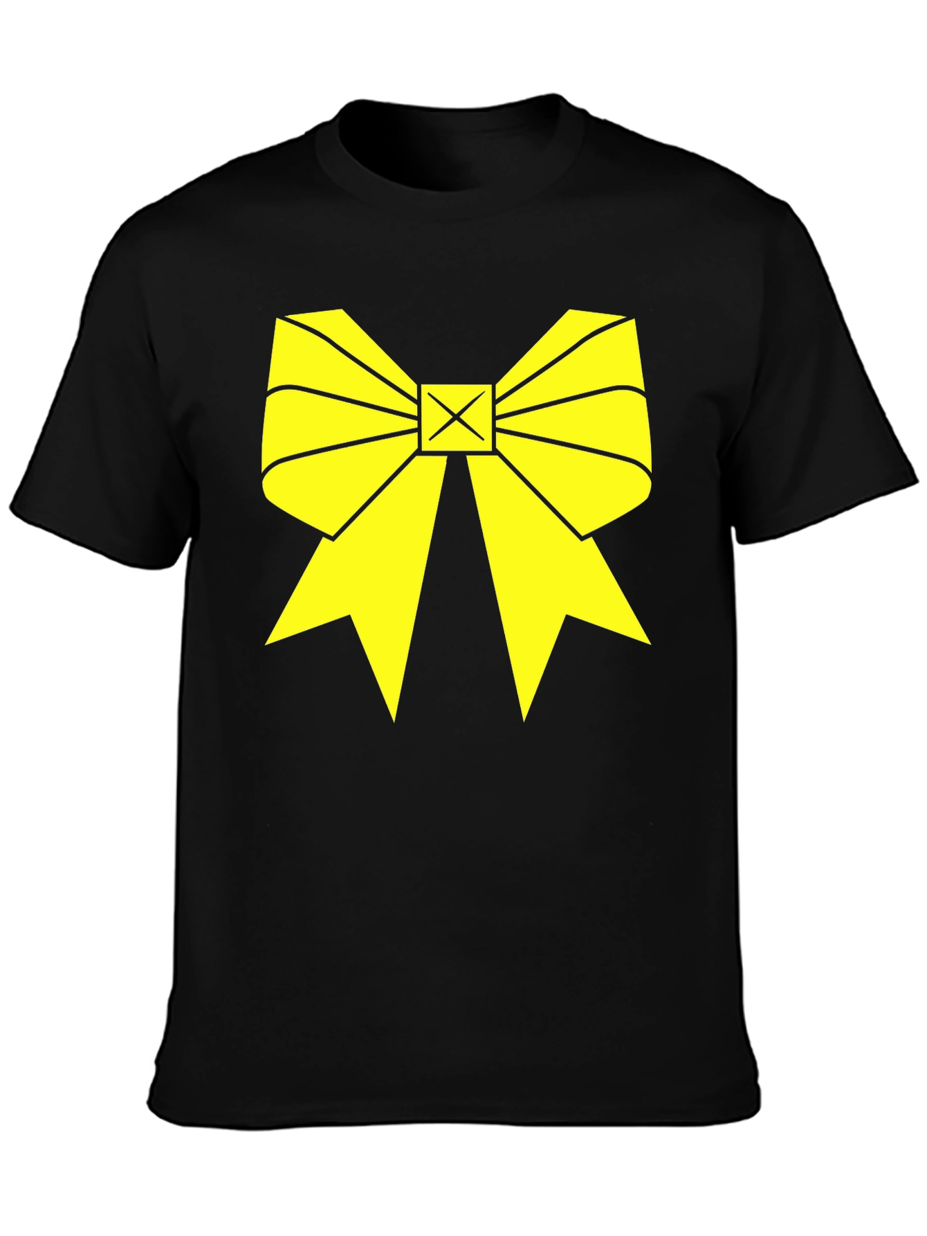Yellow Bow Graphic Black T-Shirt