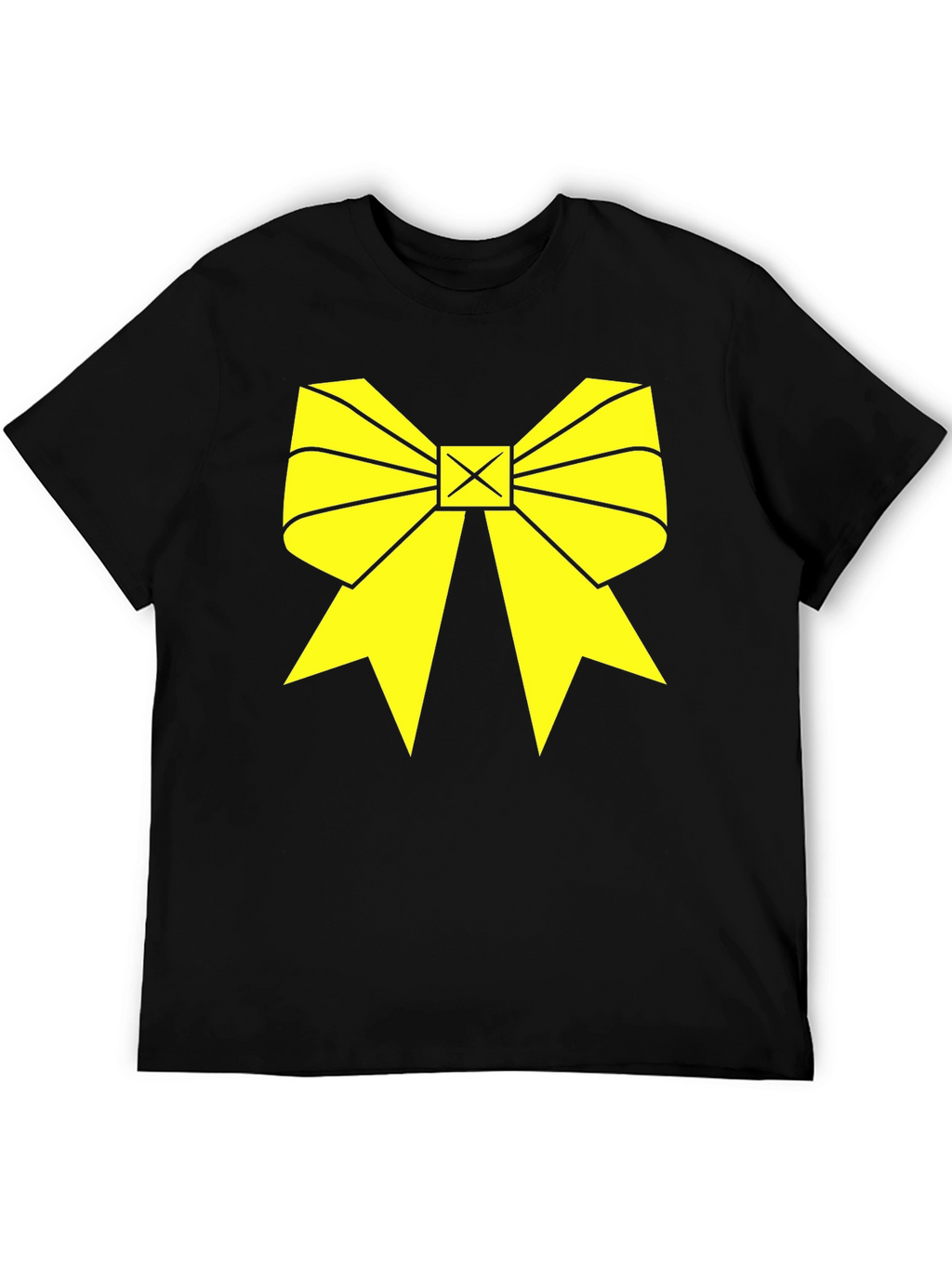 Yellow Bow Graphic Black T-Shirt