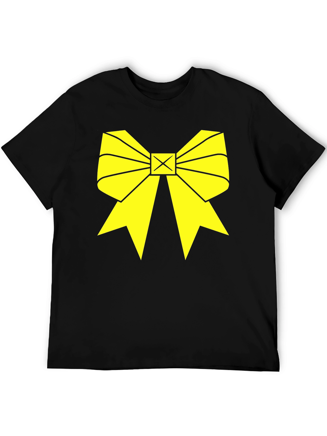 Yellow Bow Graphic Black T-Shirt