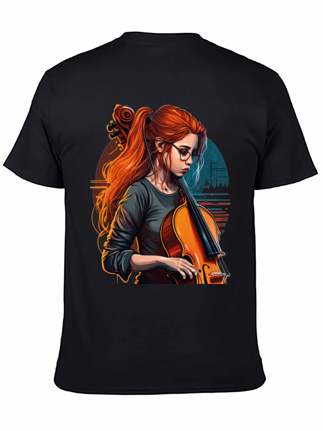 Cello Girl Graphic T-Shirt - Musical Art Tee