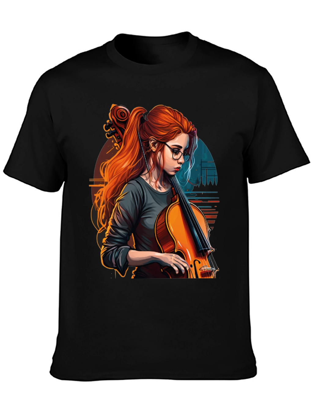 Cello Girl Graphic T-Shirt - Musical Art Tee