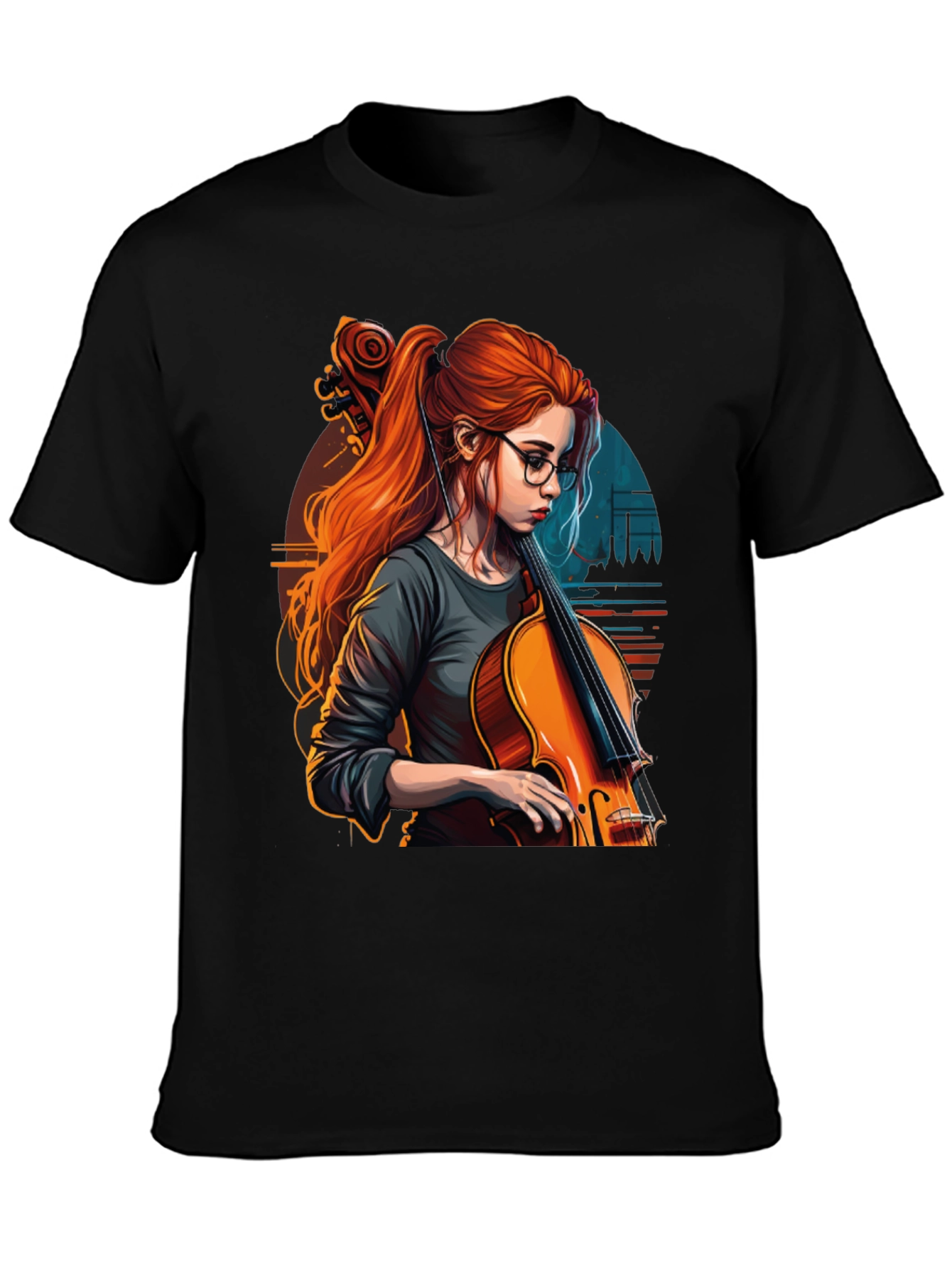 Cello Girl Graphic T-Shirt - Musical Art Tee