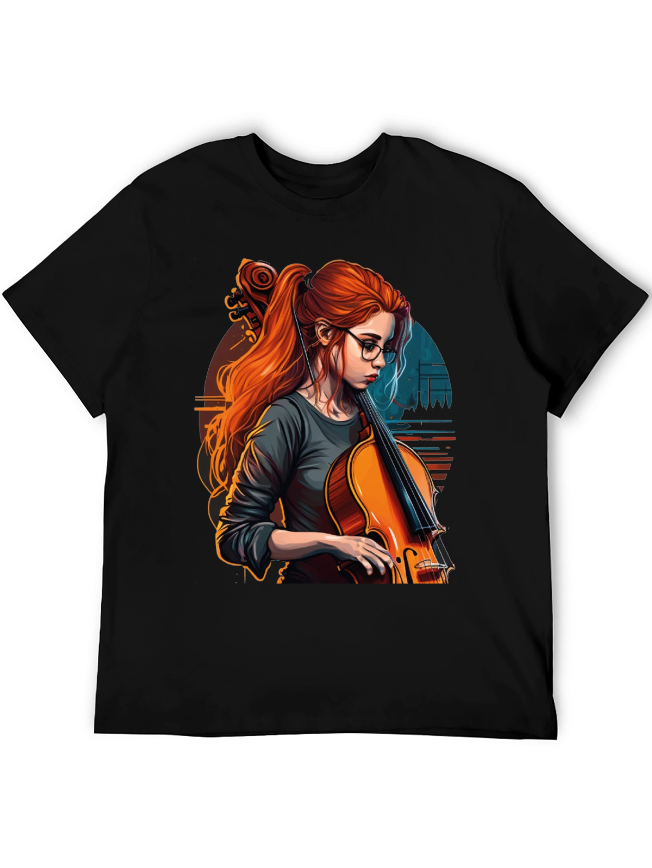 Cello Girl Graphic T-Shirt - Musical Art Tee