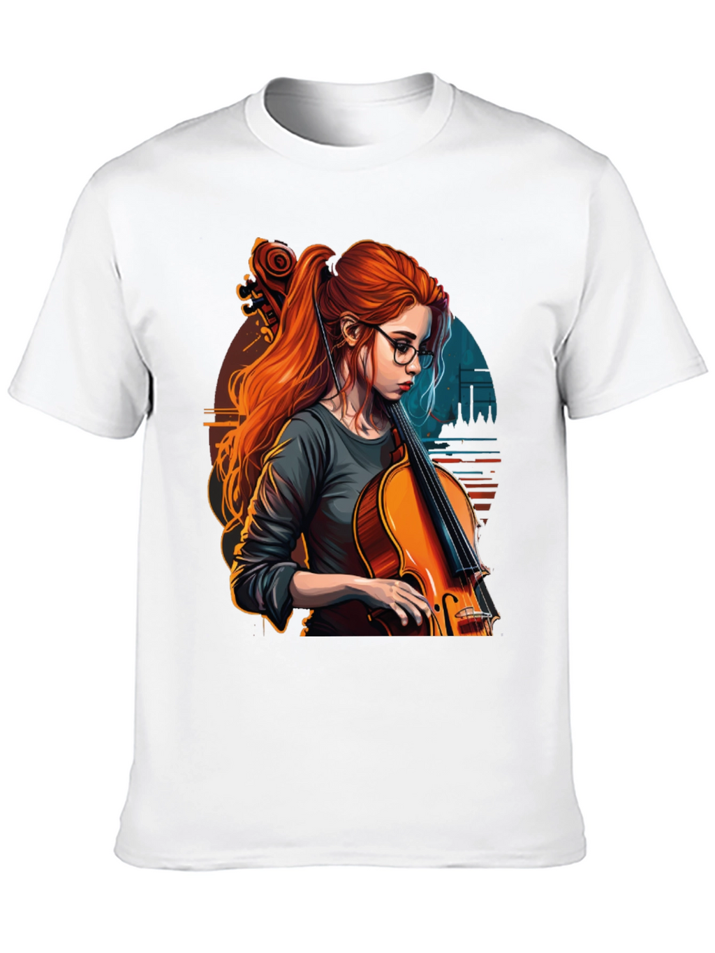 Cello Girl Graphic T-Shirt - Musical Art Tee