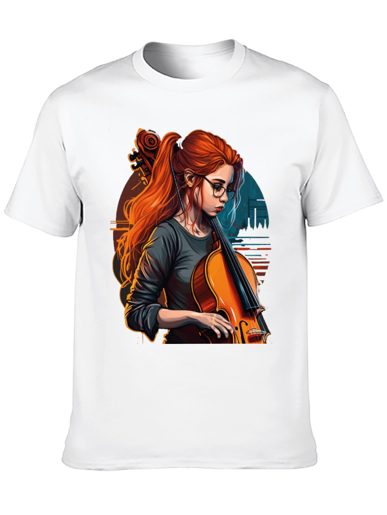 Cello Girl Graphic T-Shirt - Musical Art Tee