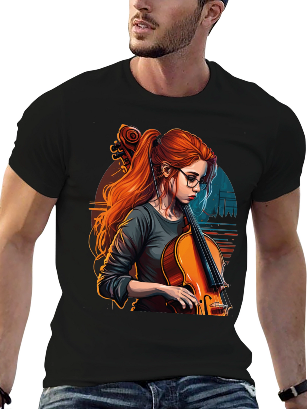 Cello Girl Graphic T-Shirt - Musical Art Tee