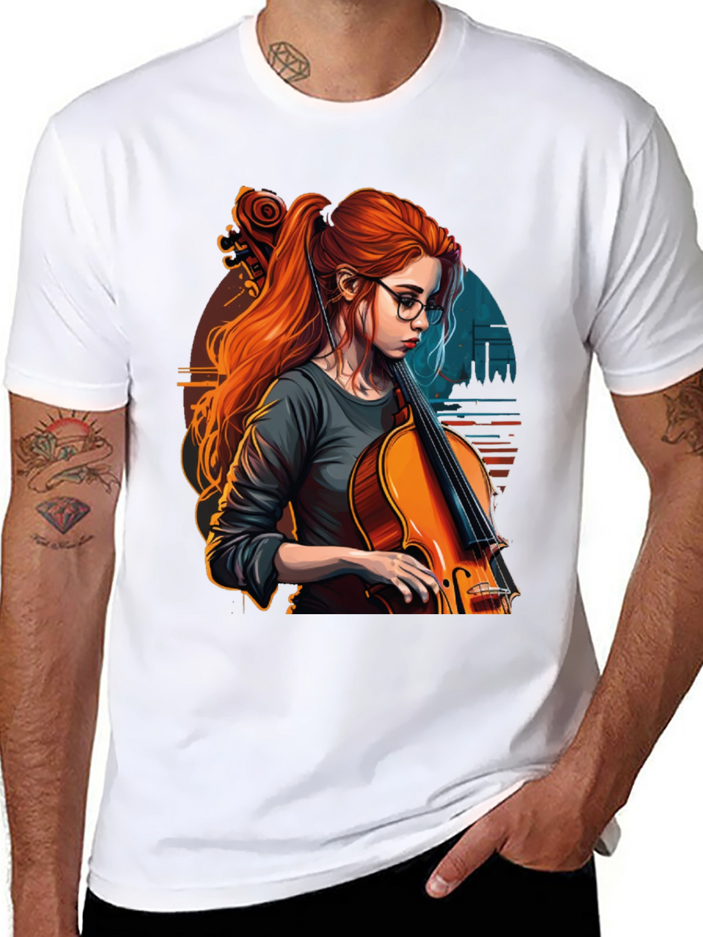 Cello Girl Graphic T-Shirt - Musical Art Tee