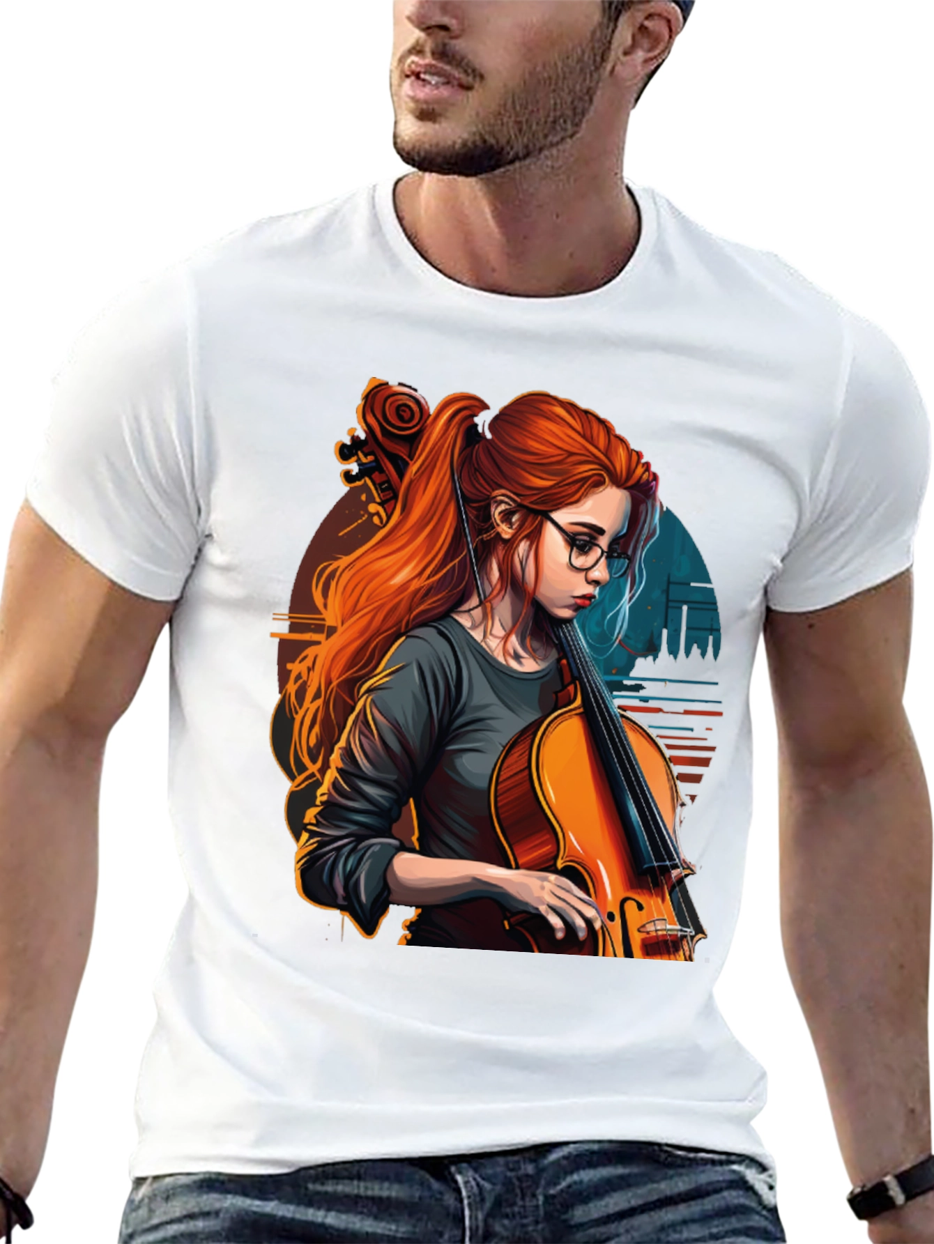 Cello Girl Graphic T-Shirt - Musical Art Tee