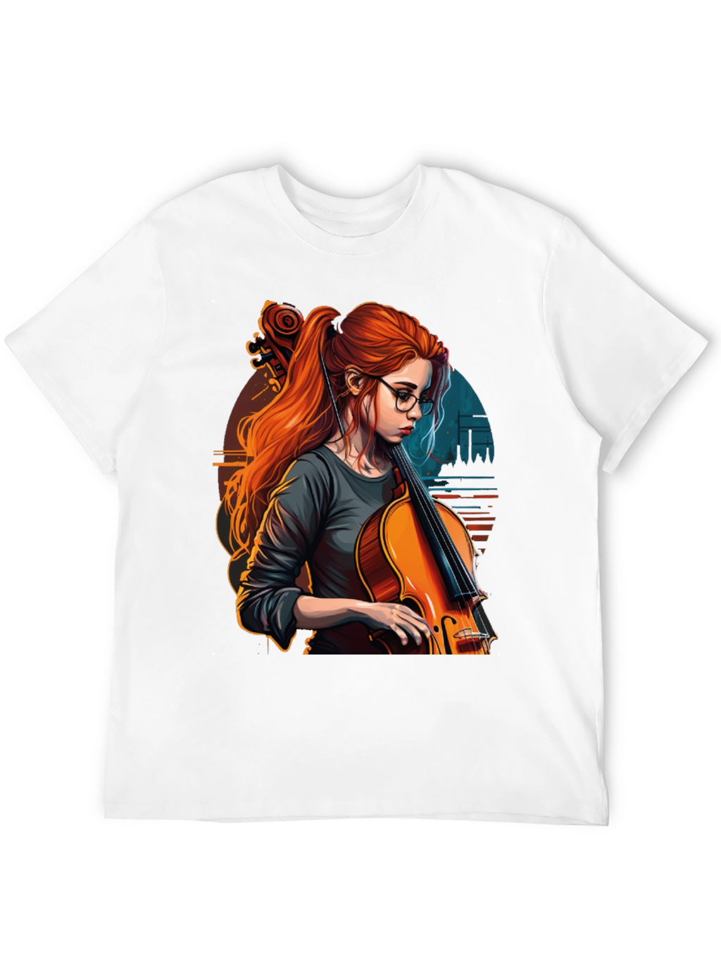Cello Girl Graphic T-Shirt - Musical Art Tee