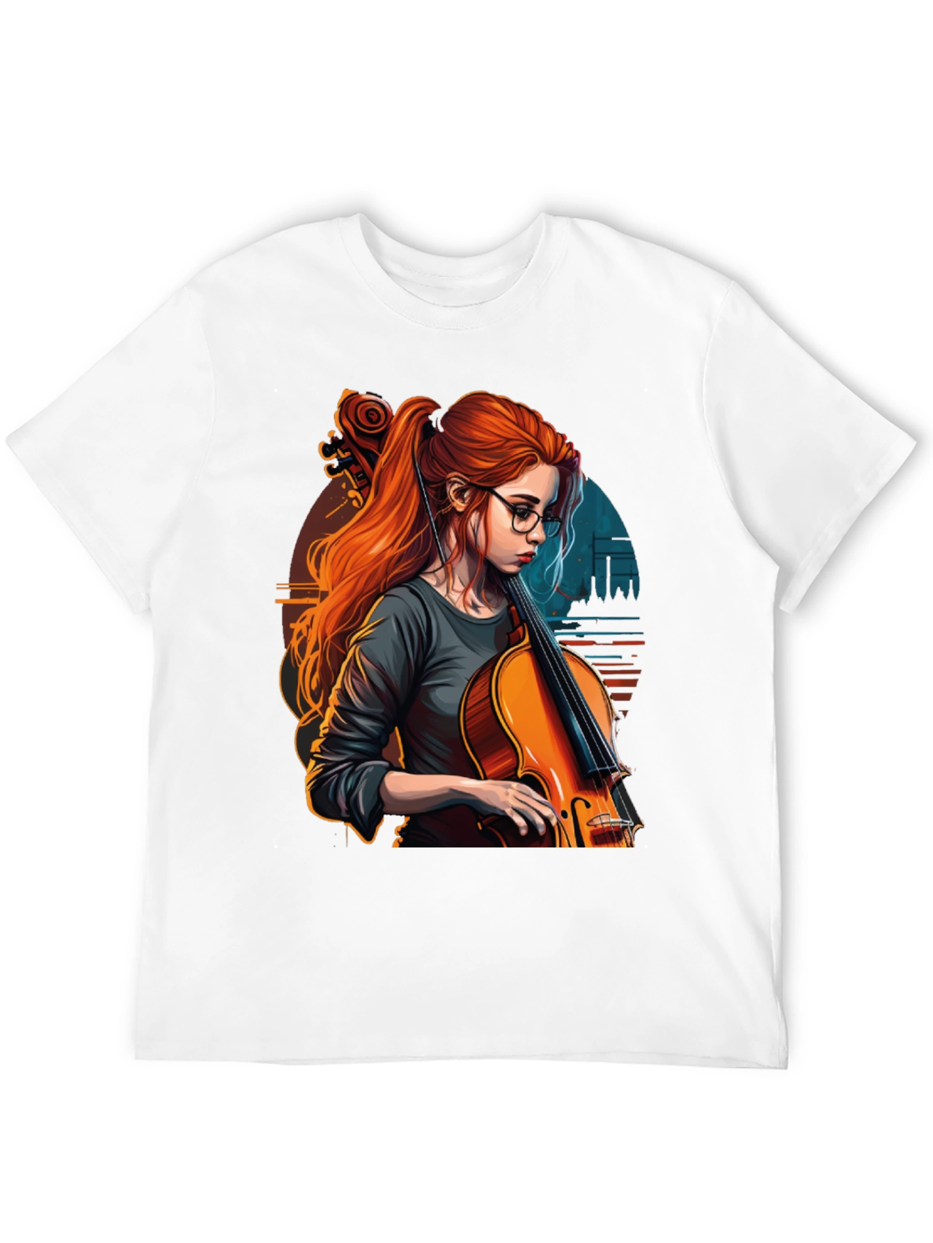 Cello Girl Graphic T-Shirt - Musical Art Tee