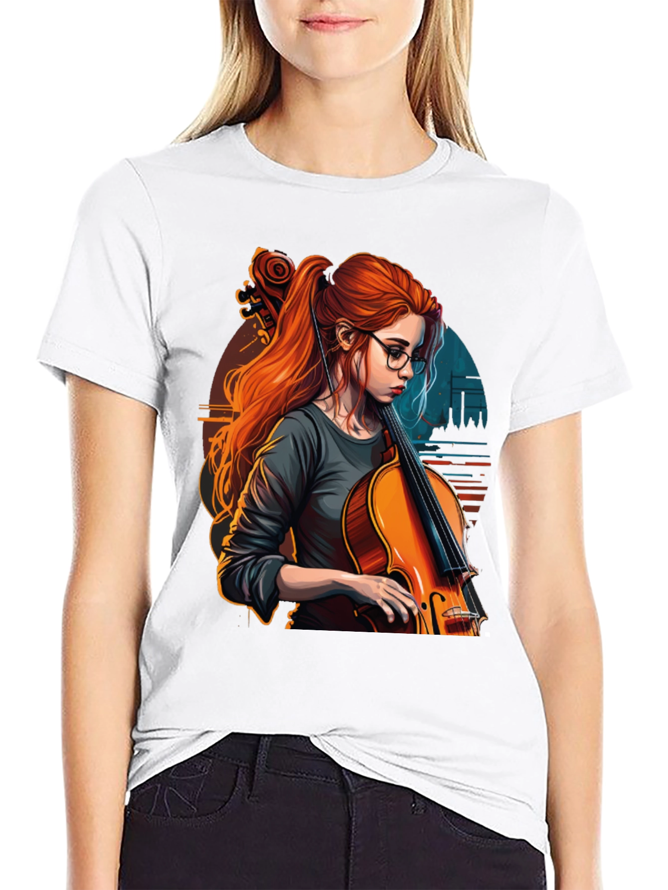 Cello Girl Graphic T-Shirt - Musical Art Tee