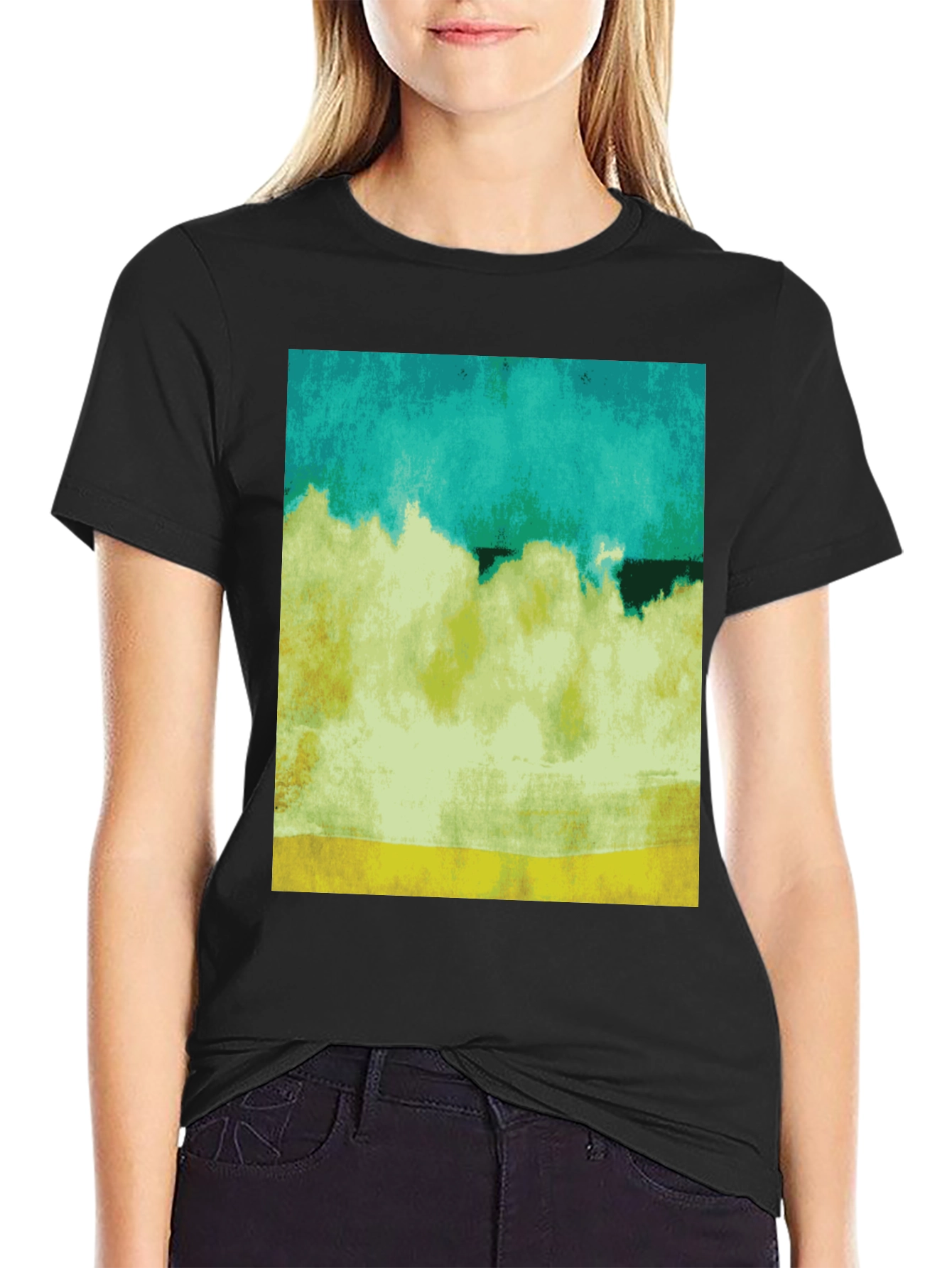 Abstract Landscape Graphic Black T-Shirt