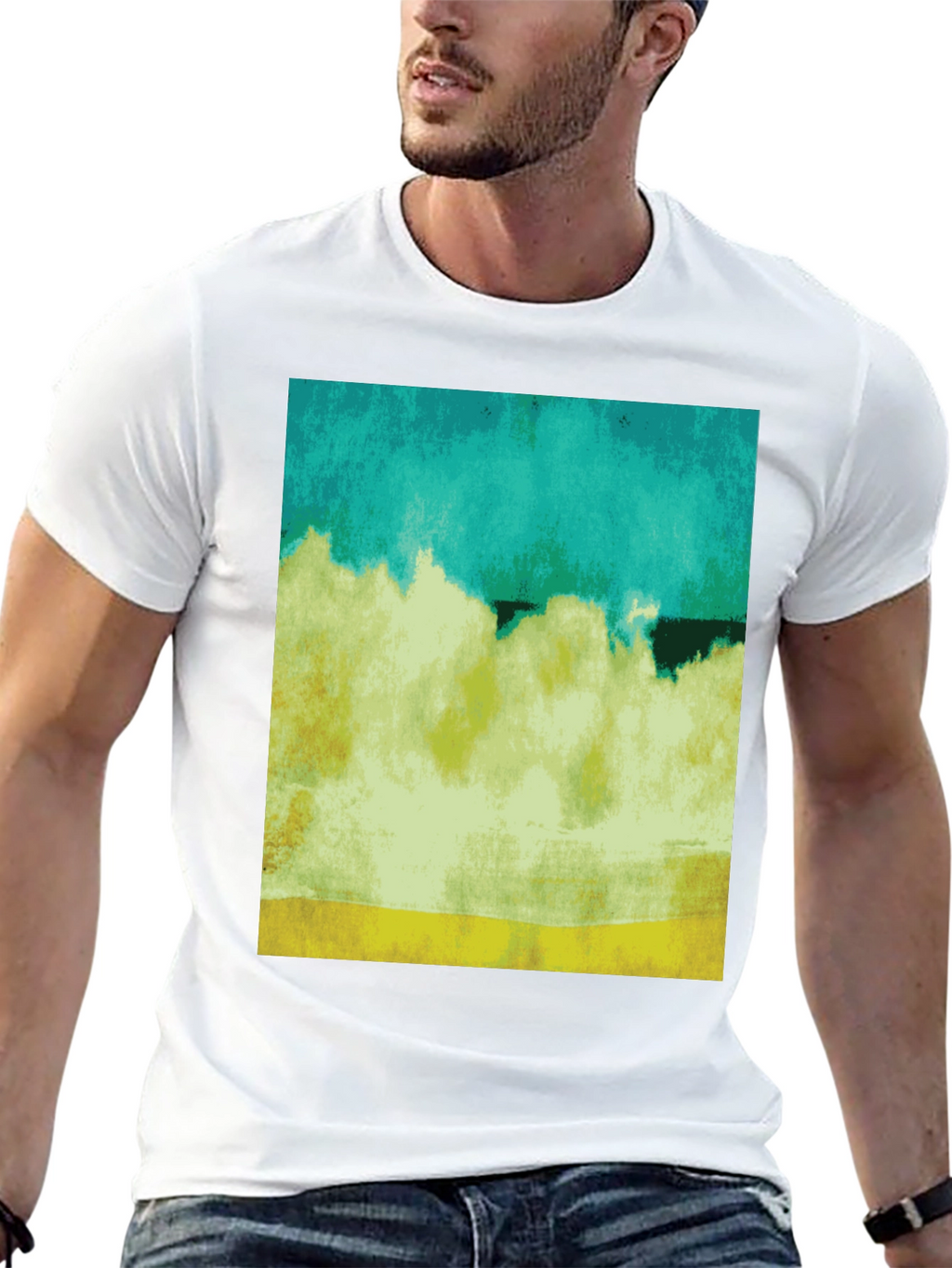 Abstract Landscape Graphic Black T-Shirt