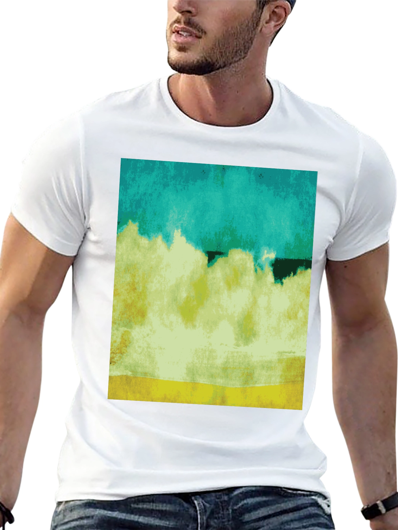 Abstract Landscape Graphic Black T-Shirt