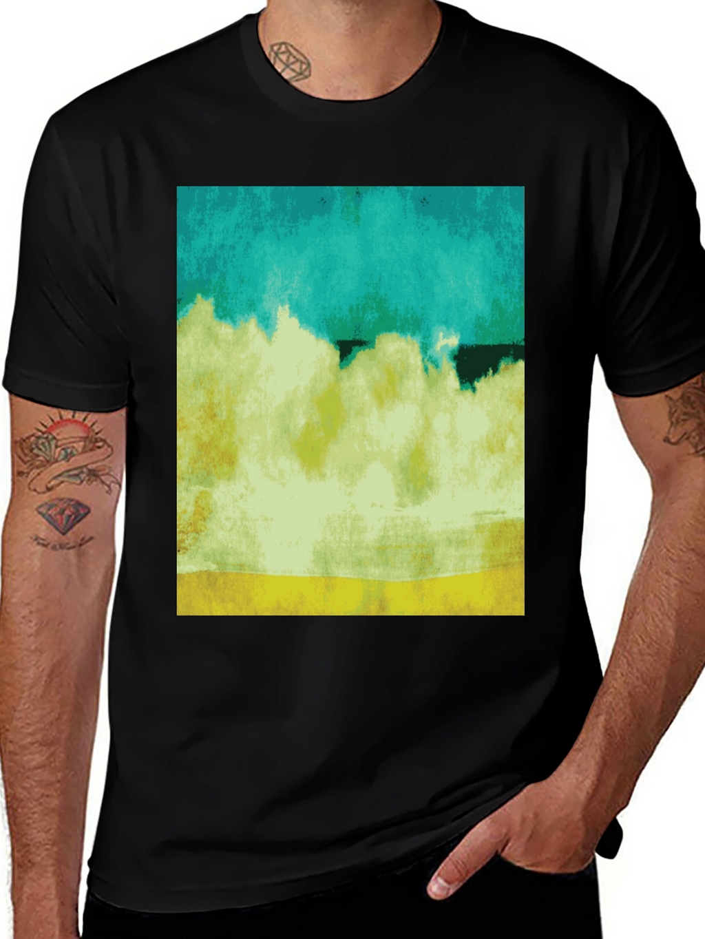 Abstract Landscape Graphic Black T-Shirt