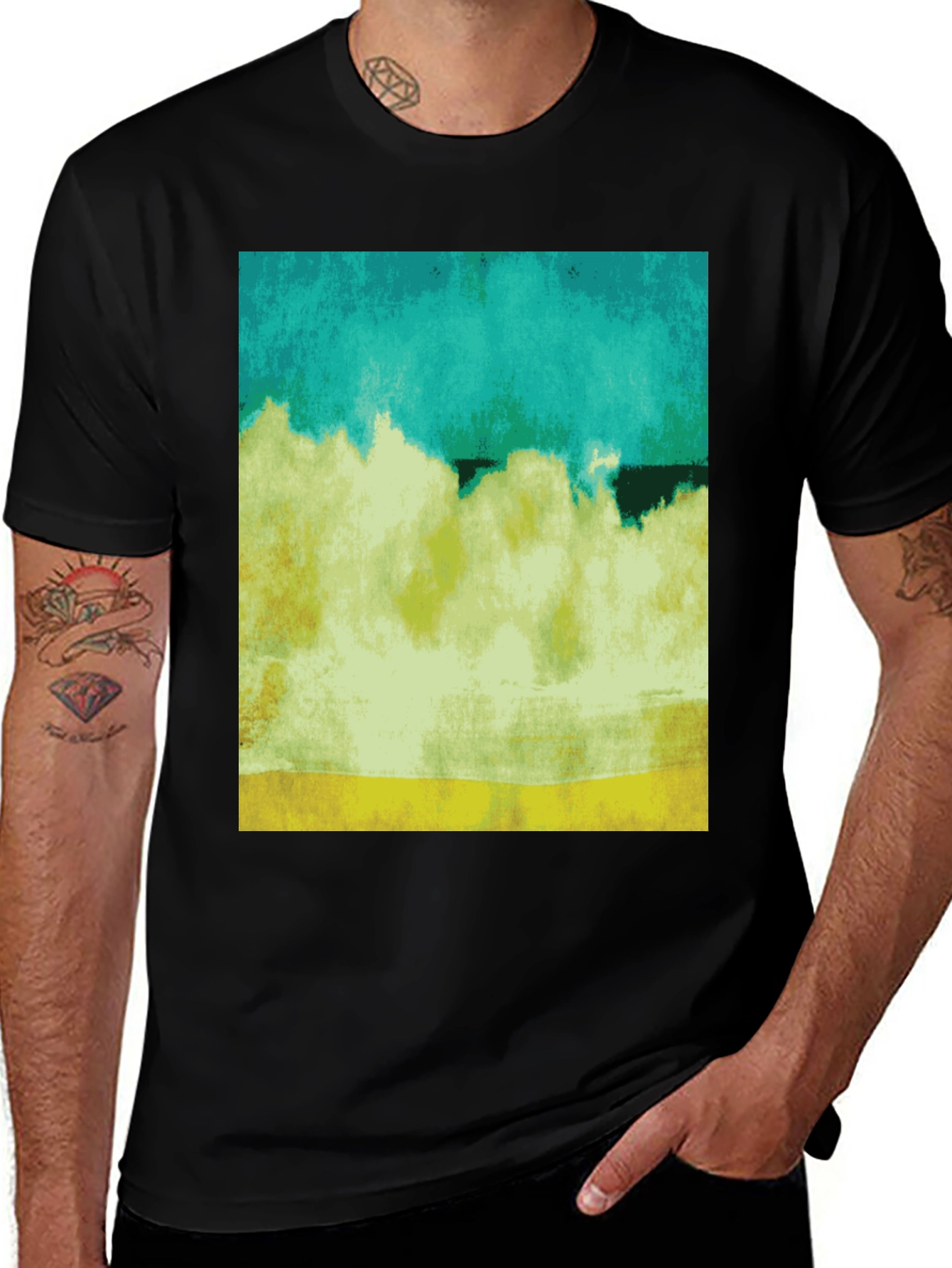 Abstract Landscape Graphic Black T-Shirt