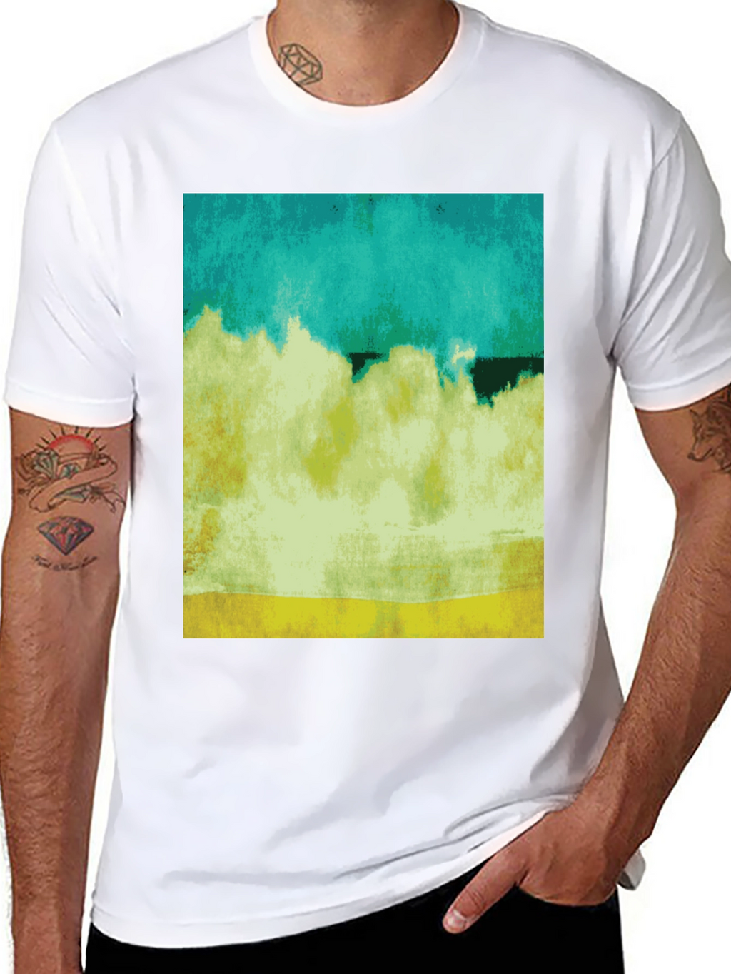 Abstract Landscape Graphic Black T-Shirt