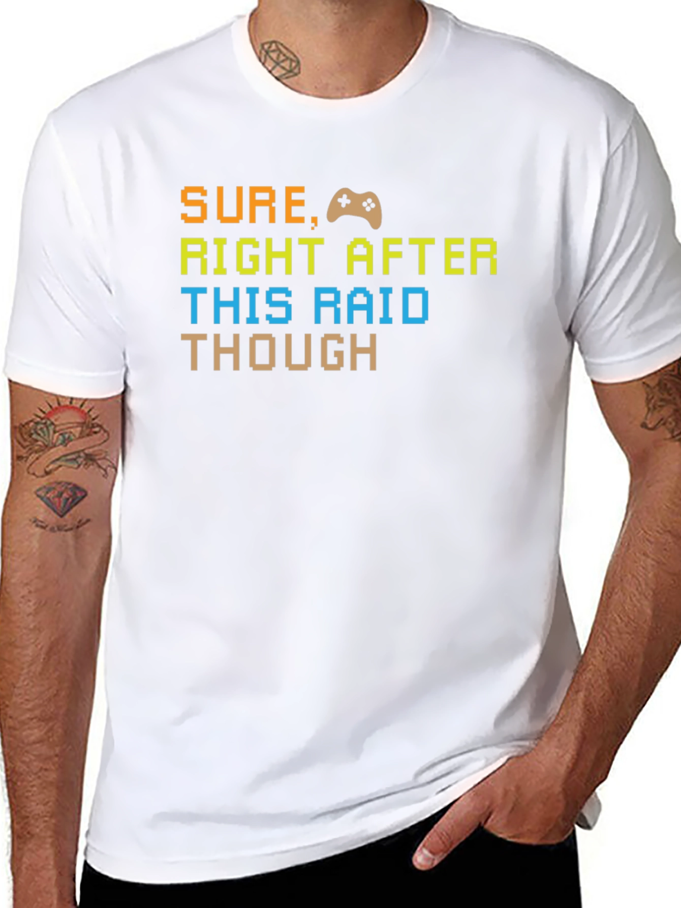 Gamer T-Shirt - Sure Right After This Raid - Pixel Art