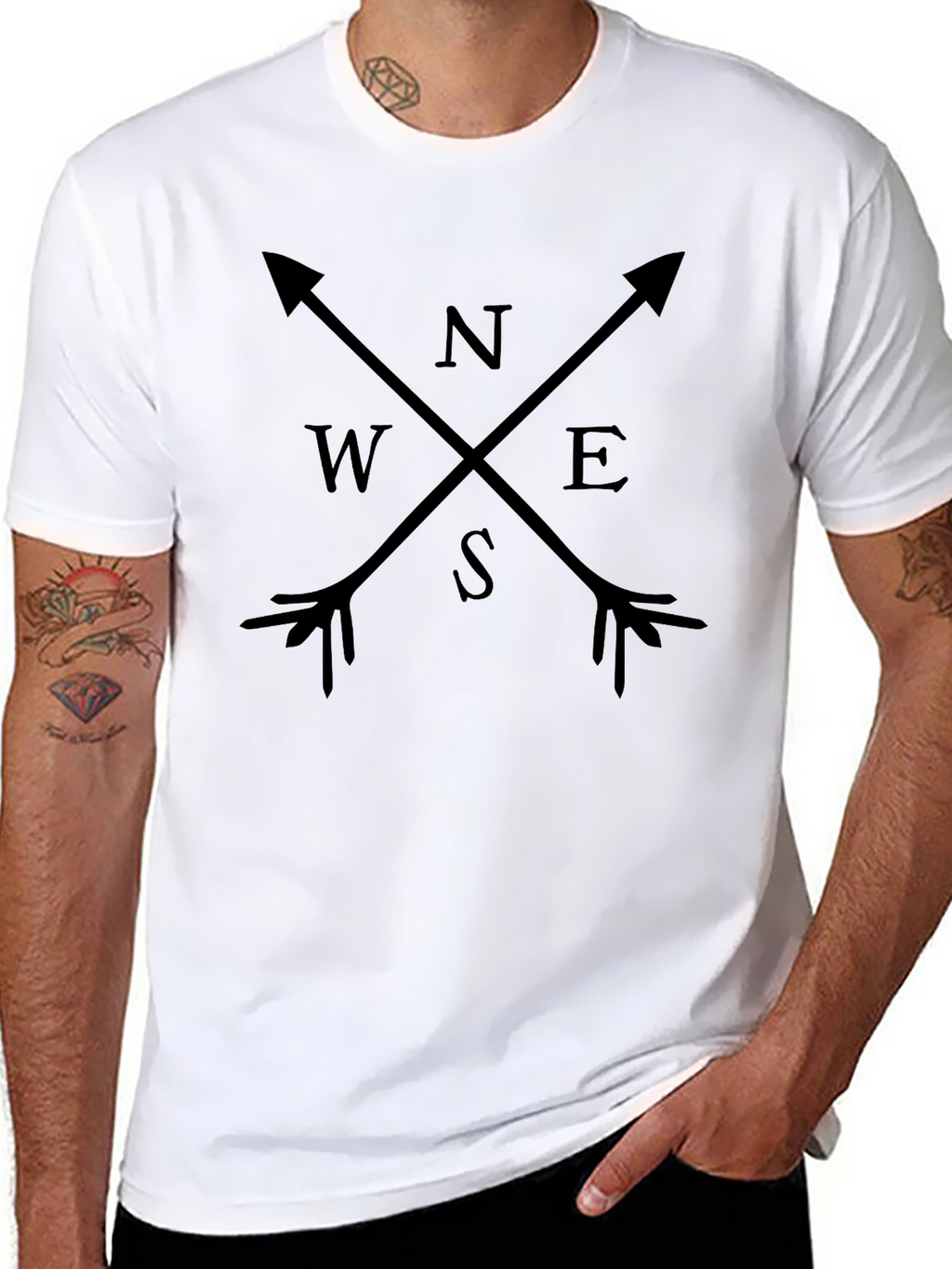Mens Compass Arrows Graphic T-Shirt