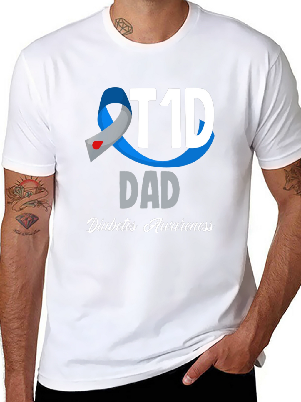 T1D Dad Diabetes Awareness Graphic T-Shirt