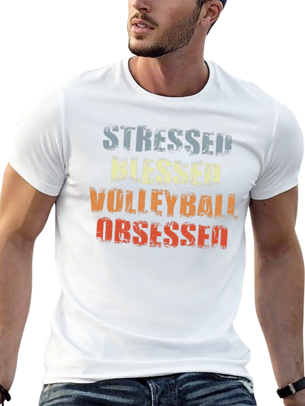 Stressed Blessed Volleyball Obsessed Graphic Tee