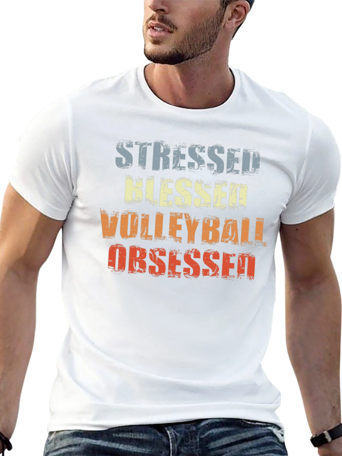 Stressed Blessed Volleyball Obsessed Graphic Tee