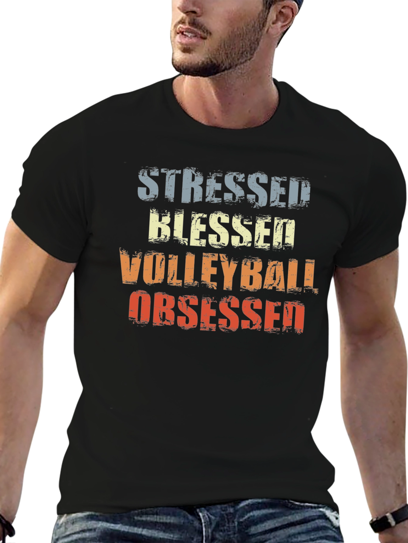 Stressed Blessed Volleyball Obsessed Graphic Tee