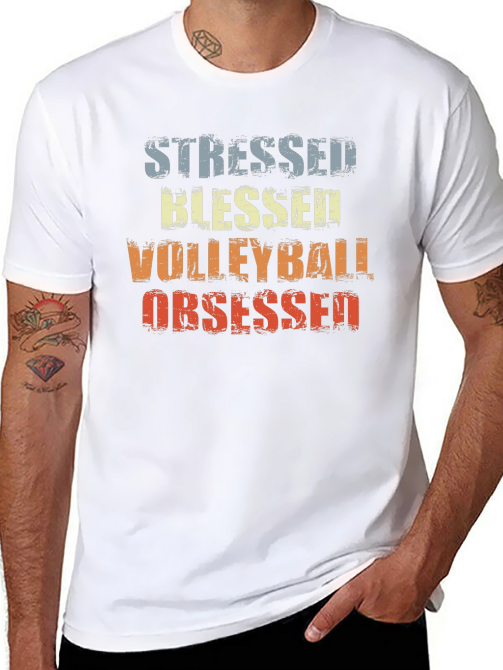 Stressed Blessed Volleyball Obsessed Graphic Tee