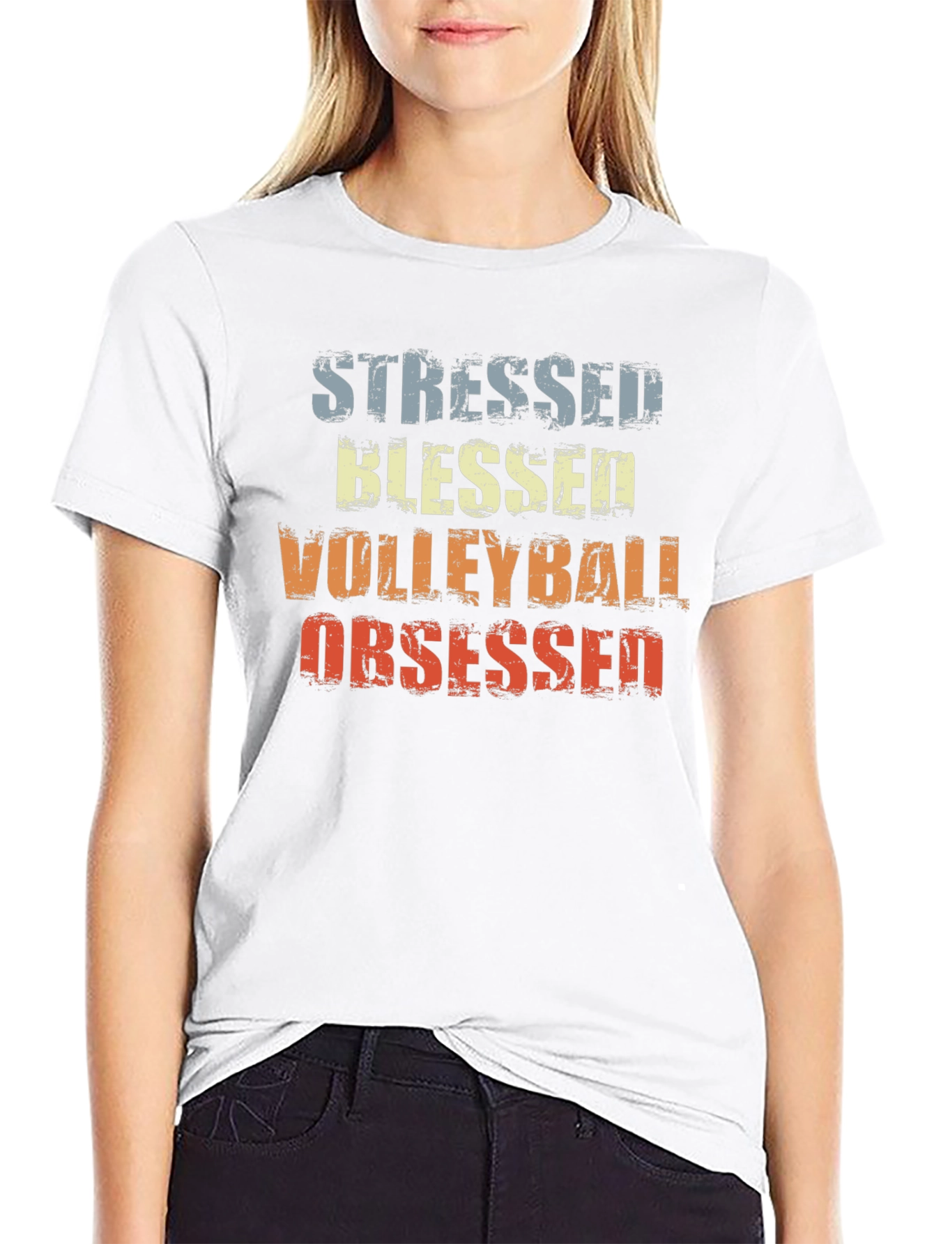 Stressed Blessed Volleyball Obsessed Graphic Tee