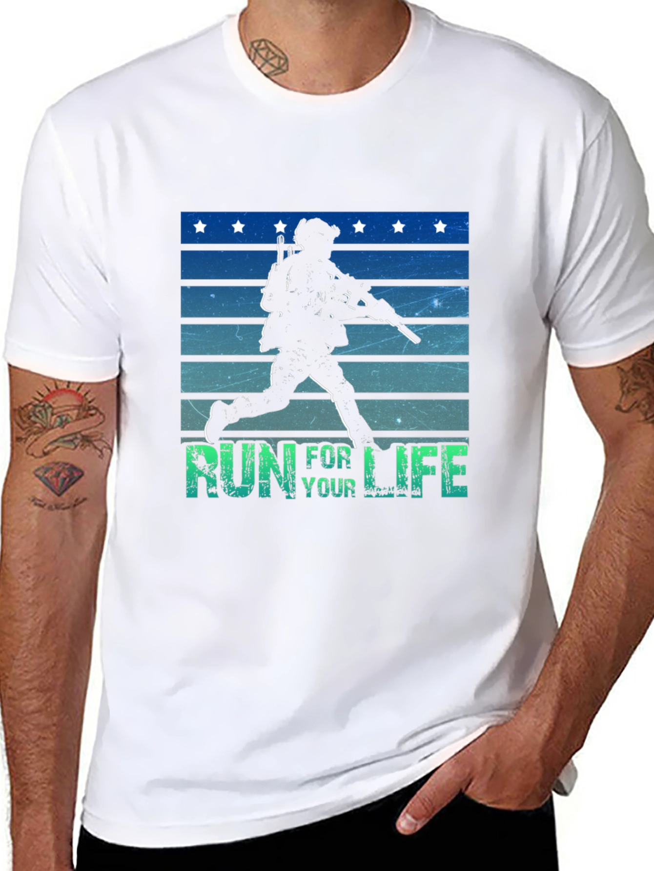 Run For Your Life Graphic Tee - Patriotic T-Shirt