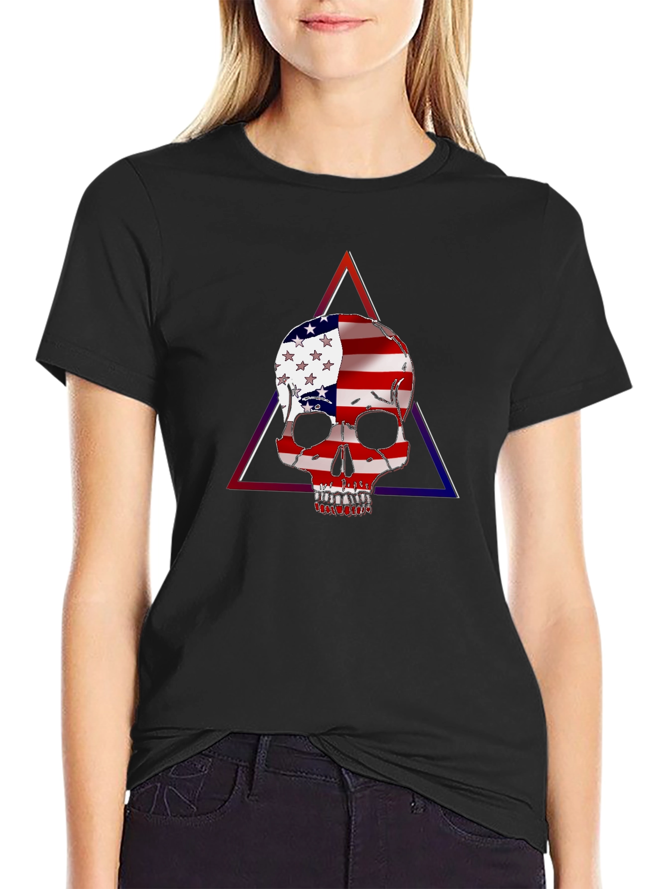 USA Flag Skull Graphic T-Shirt - Patriotic Fashion