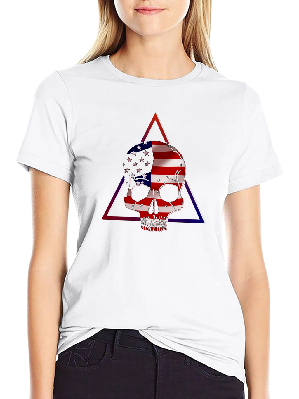 USA Flag Skull Graphic T-Shirt - Patriotic Fashion