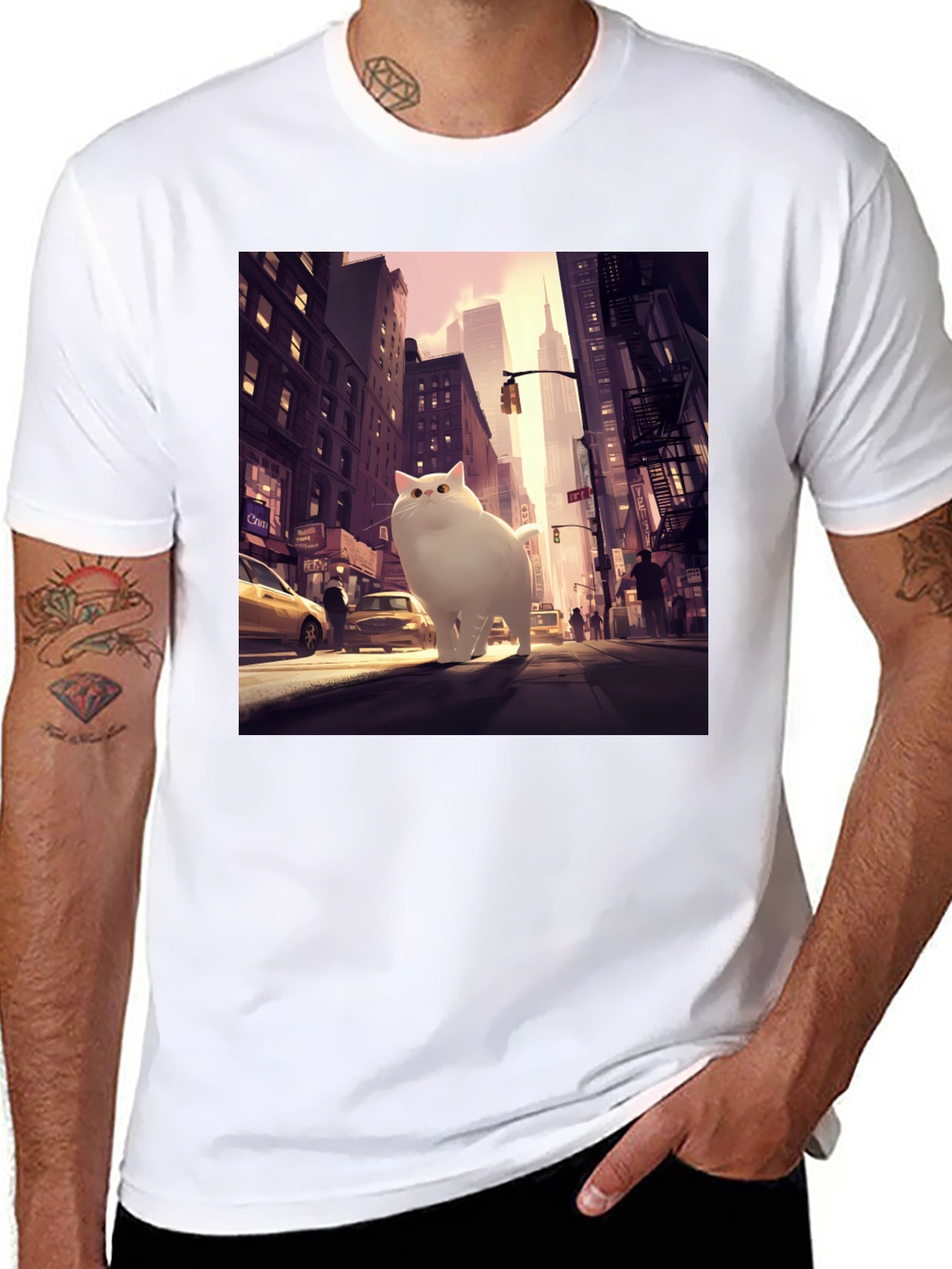Giant Cat in City T-Shirt