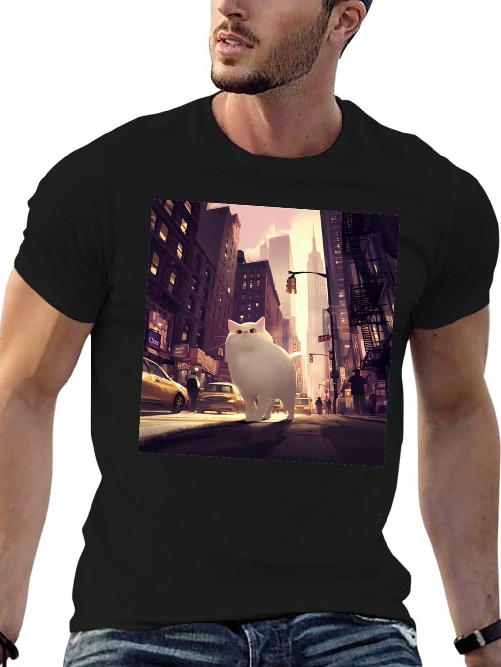 Giant Cat in City T-Shirt