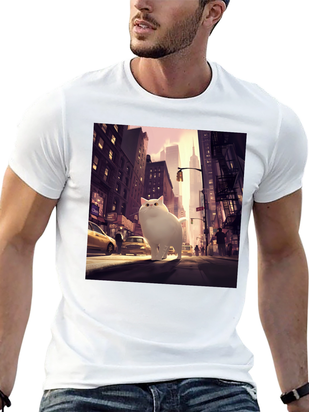 Giant Cat in City T-Shirt