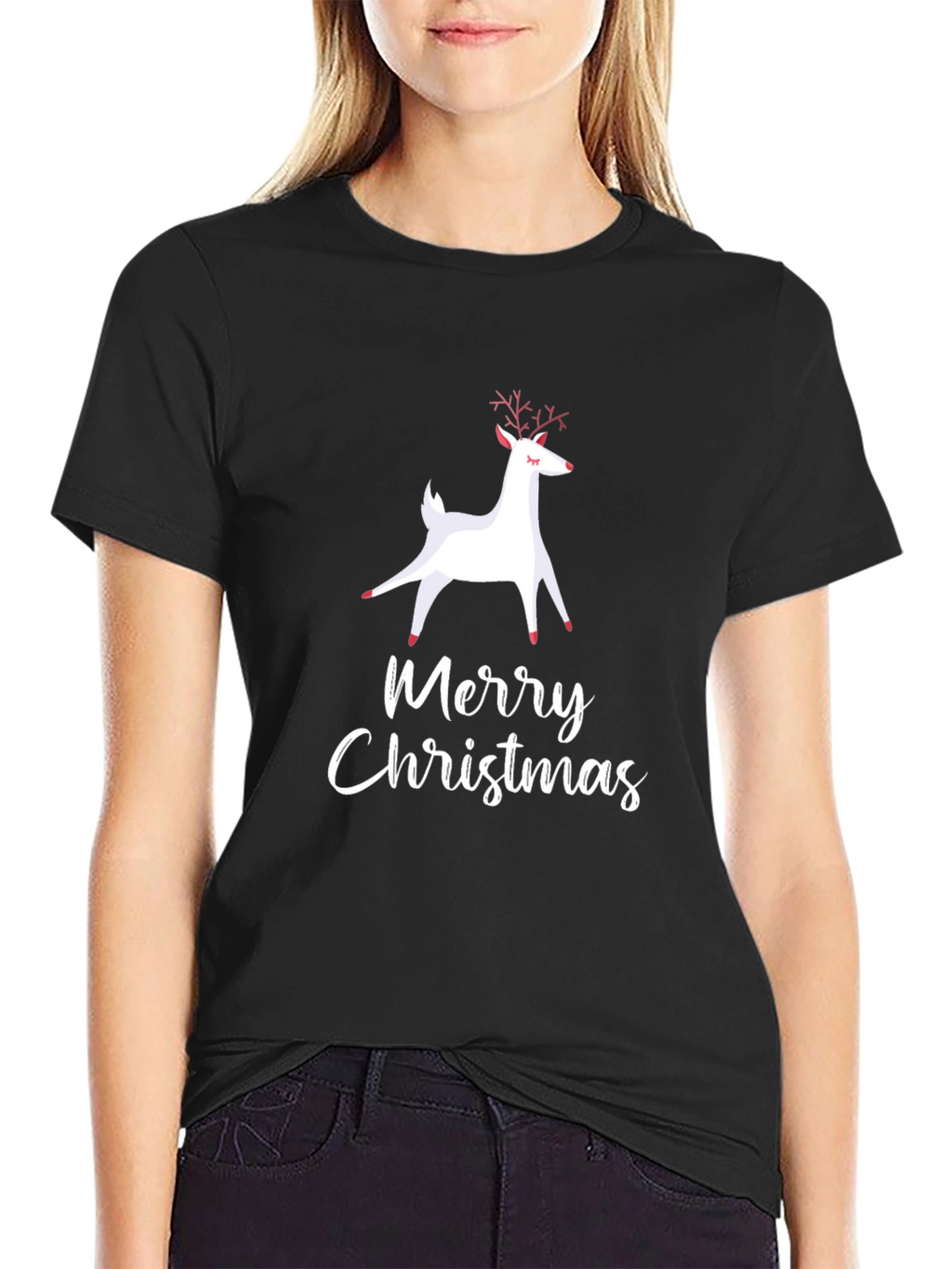 Merry Christmas Deer Graphic T-Shirt