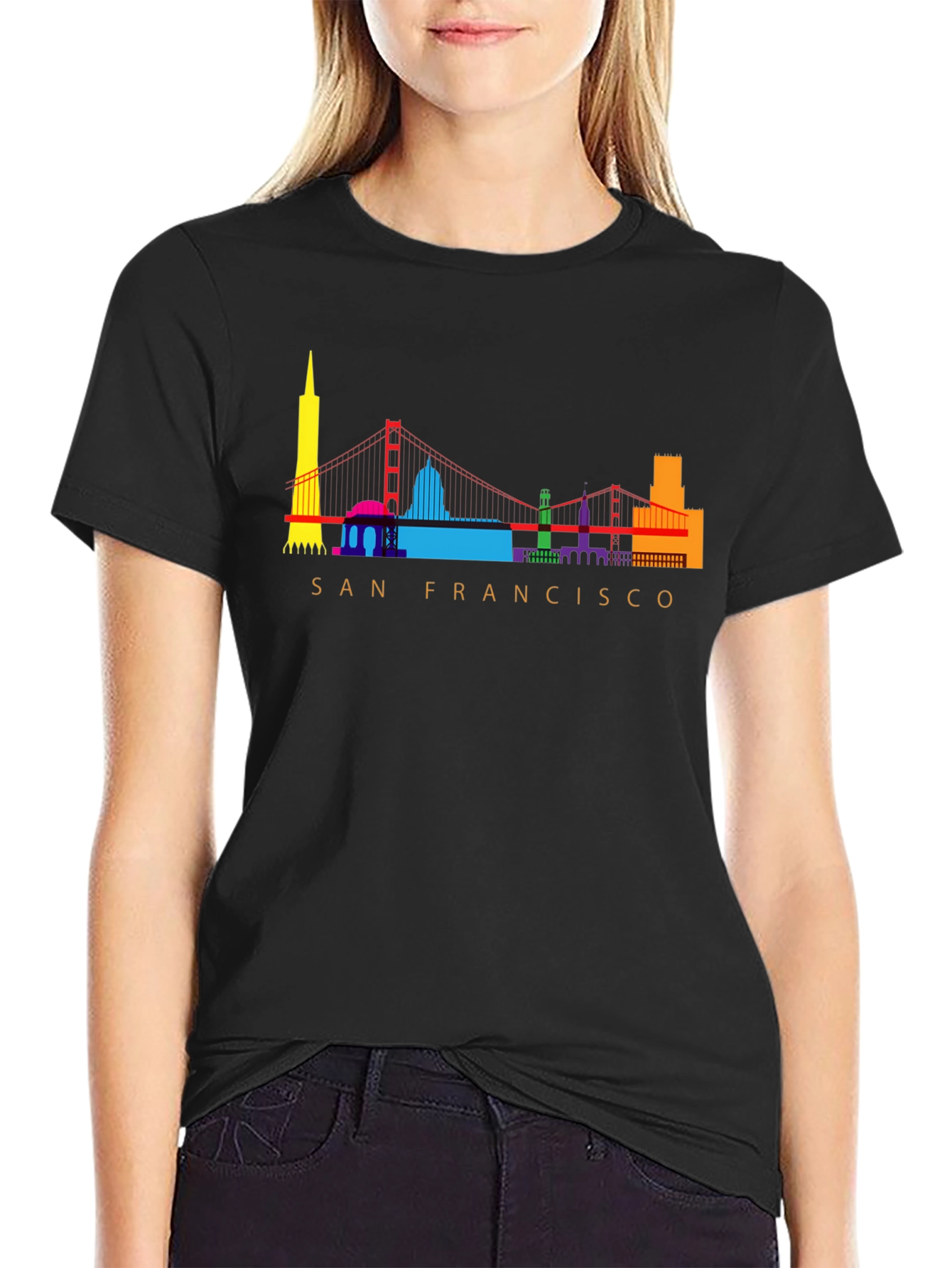 San Francisco Skyline Graphic Tee - Black Cotton Blend