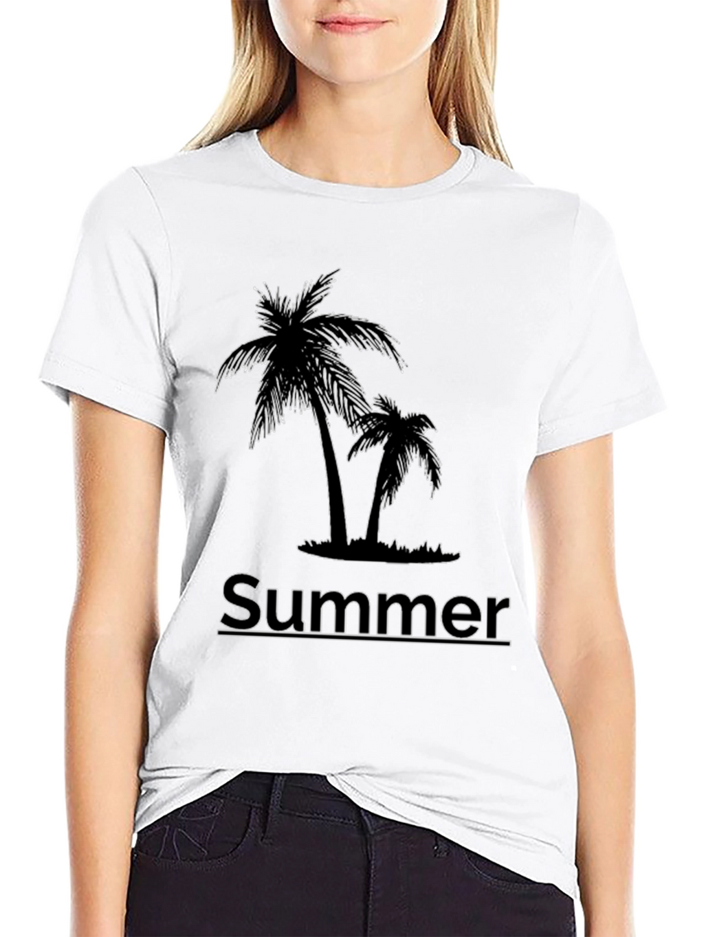 Summer Palm Tree Graphic T-Shirt - Black