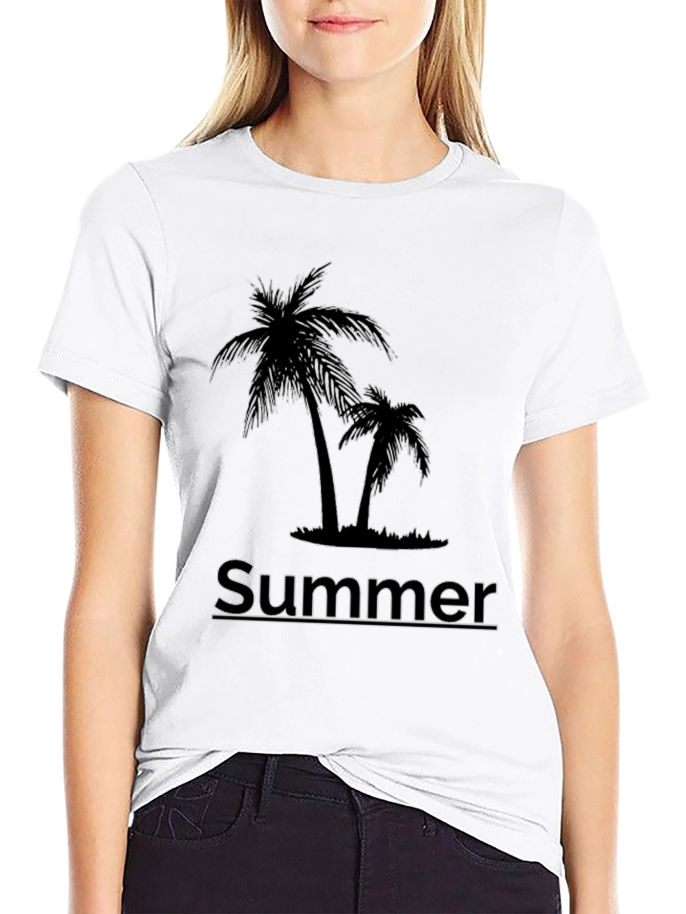 Summer Palm Tree Graphic T-Shirt - Black