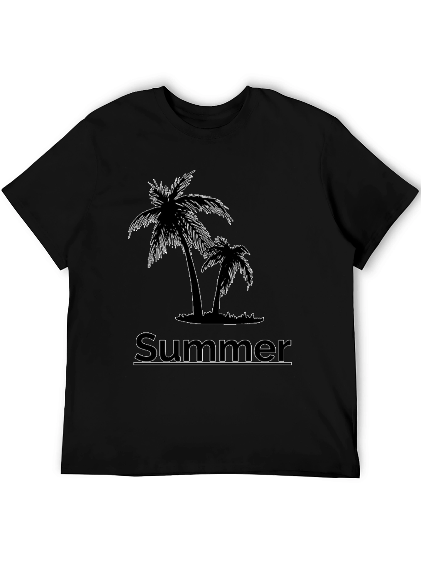 Summer Palm Tree Graphic T-Shirt - Black
