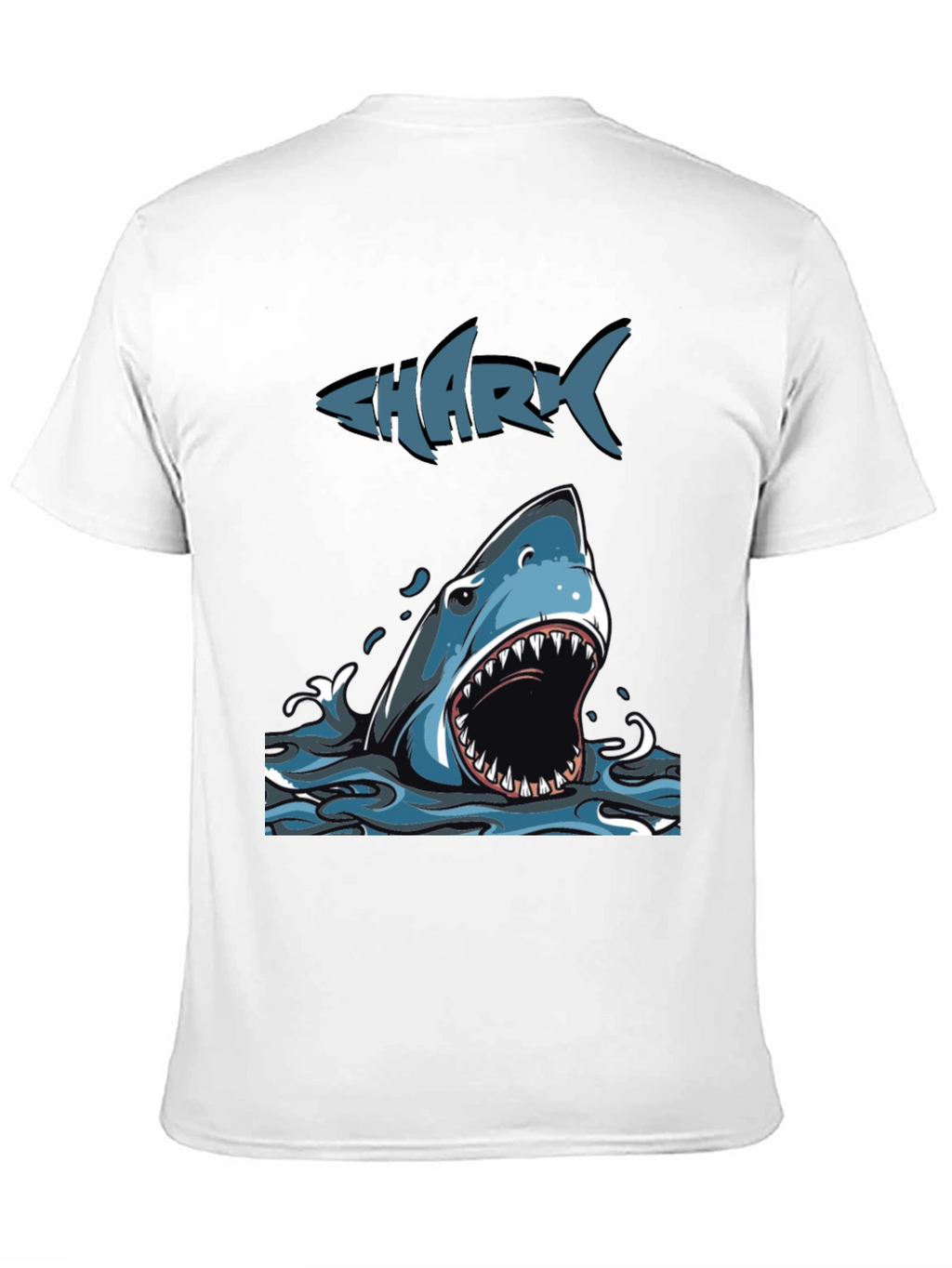 Mens Shark Graphic Print Crew Neck Tee