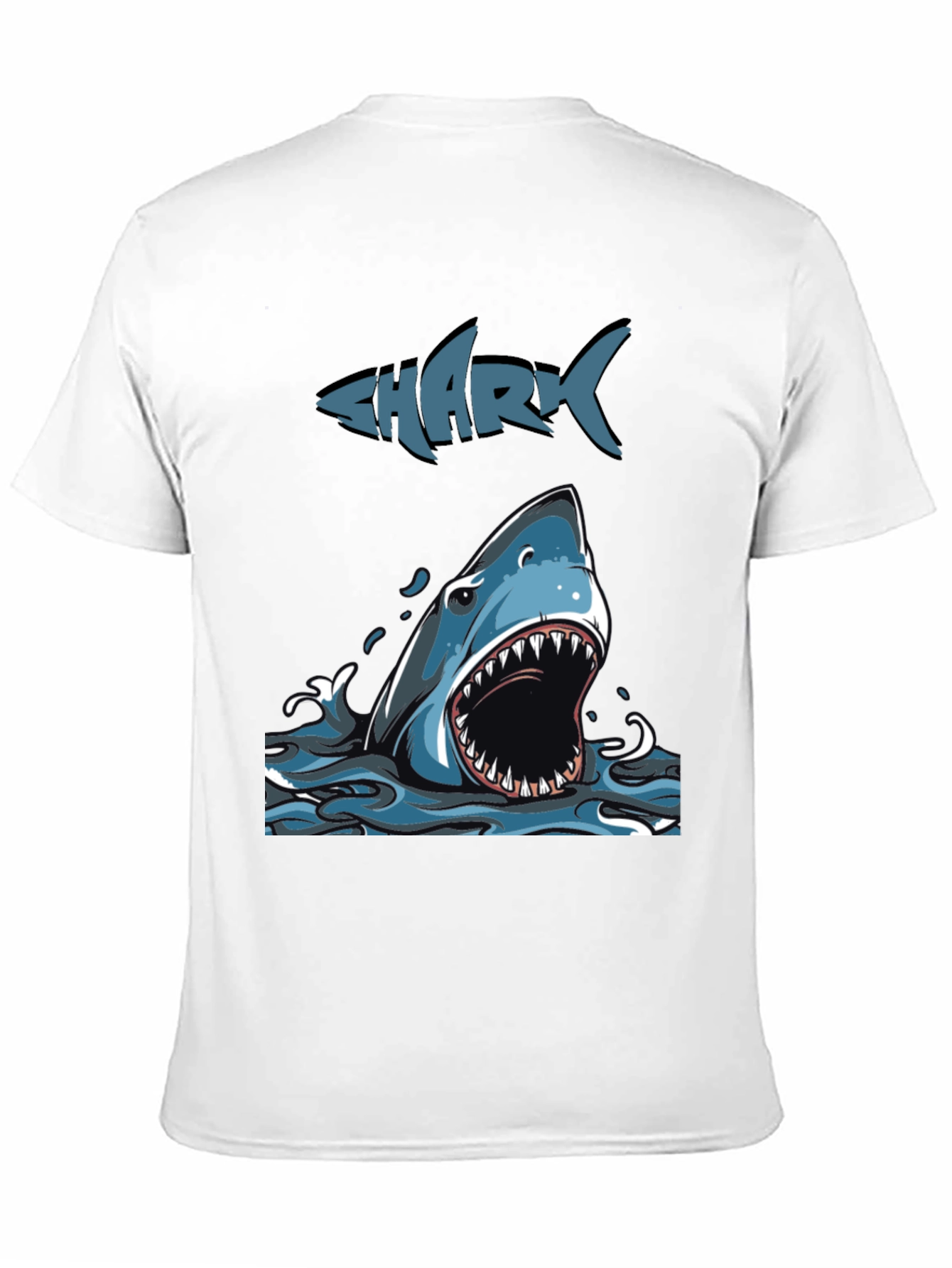 Mens Shark Graphic Print Crew Neck Tee