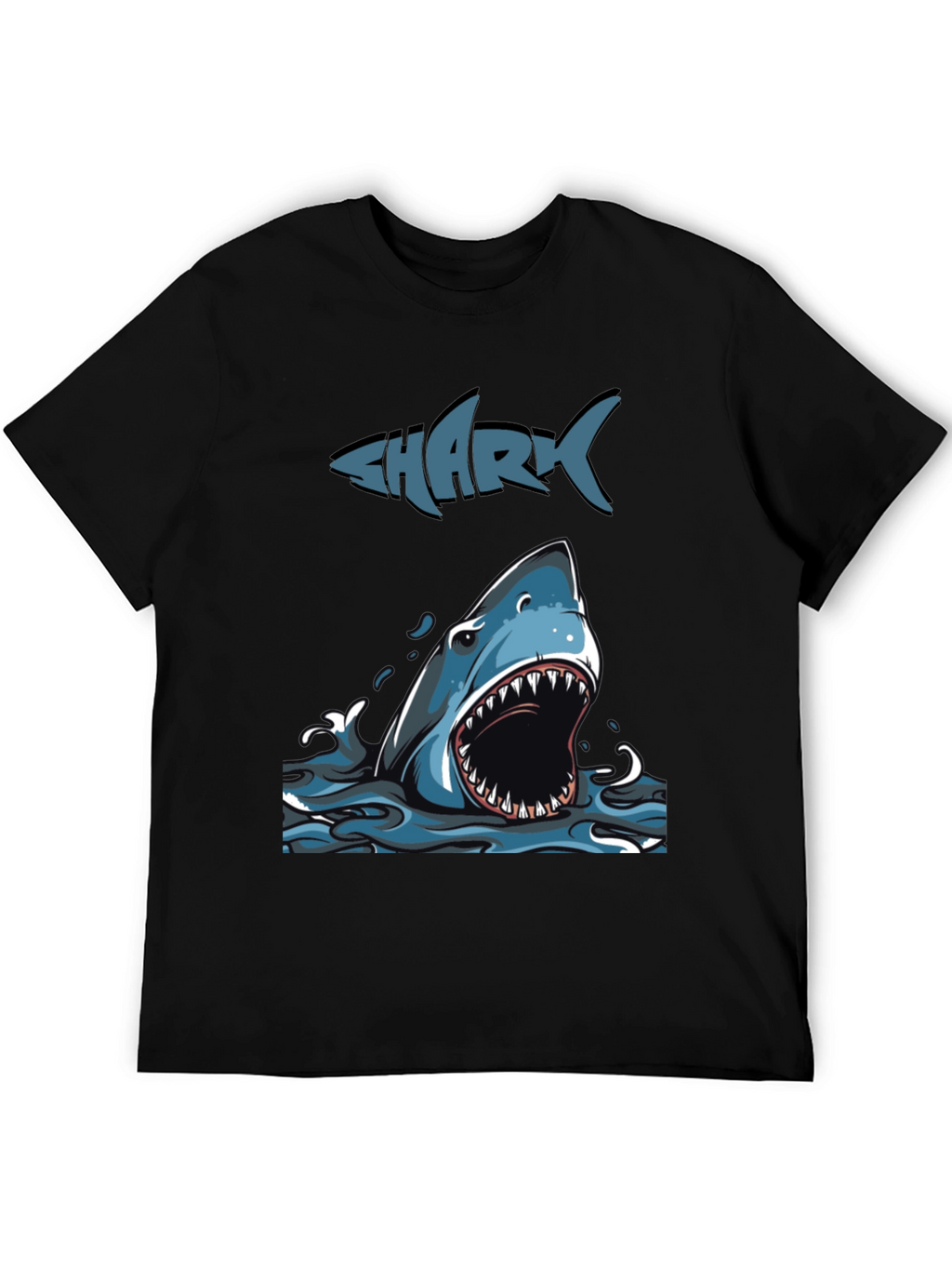Mens Shark Graphic Print Crew Neck Tee