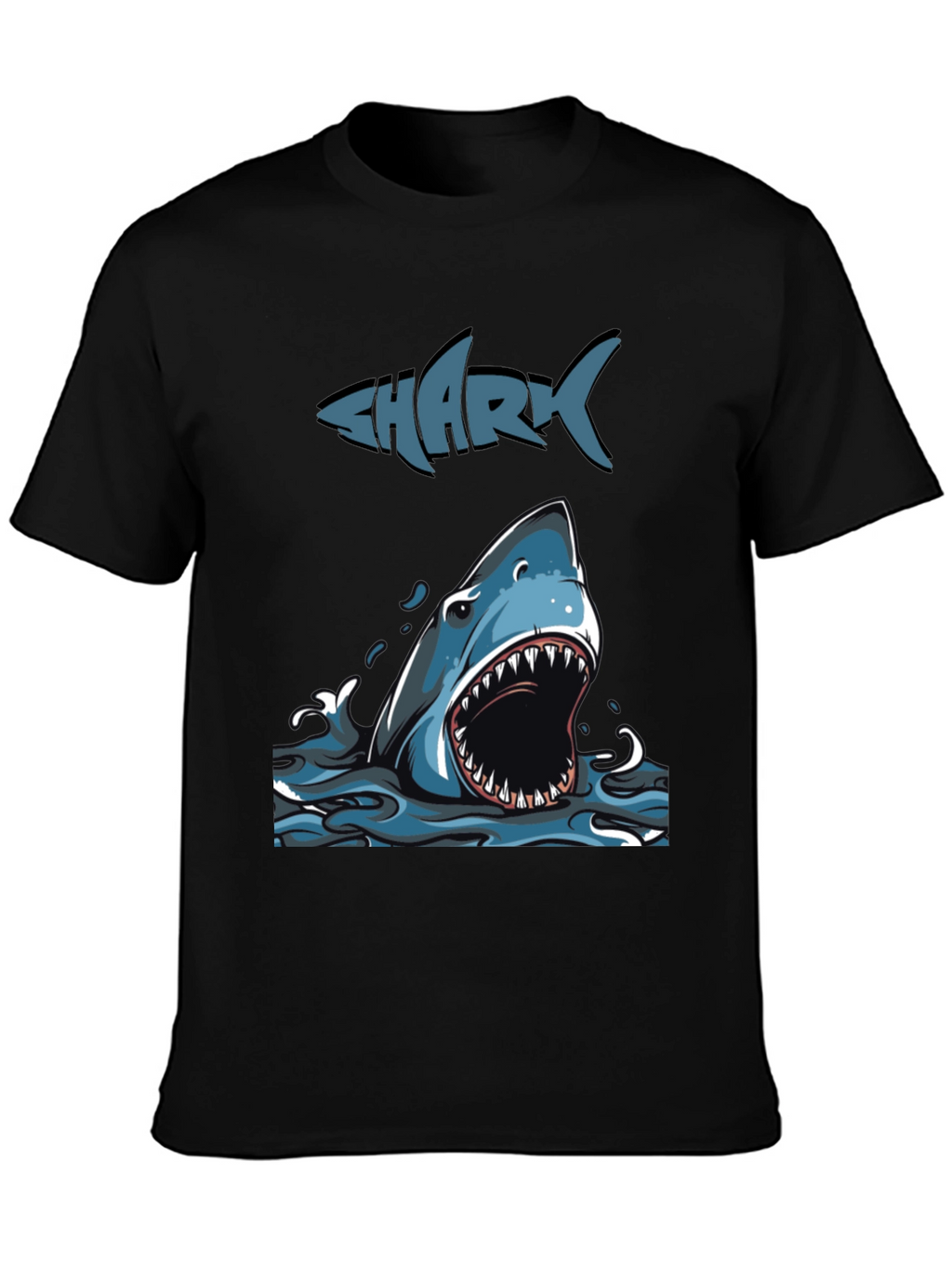 Mens Shark Graphic Print Crew Neck Tee