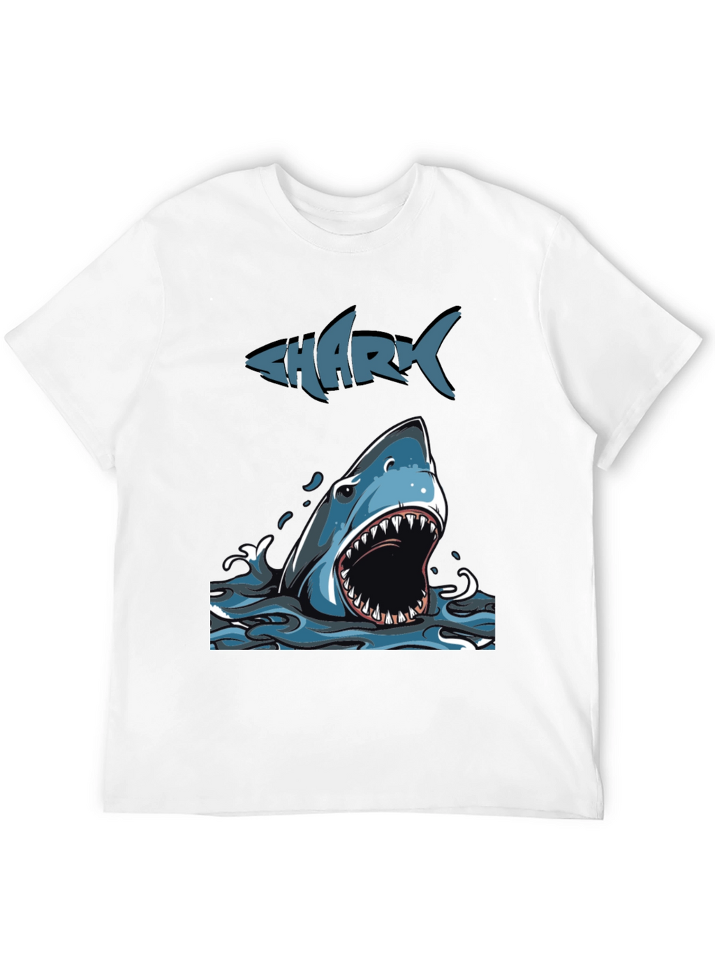 Mens Shark Graphic Print Crew Neck Tee