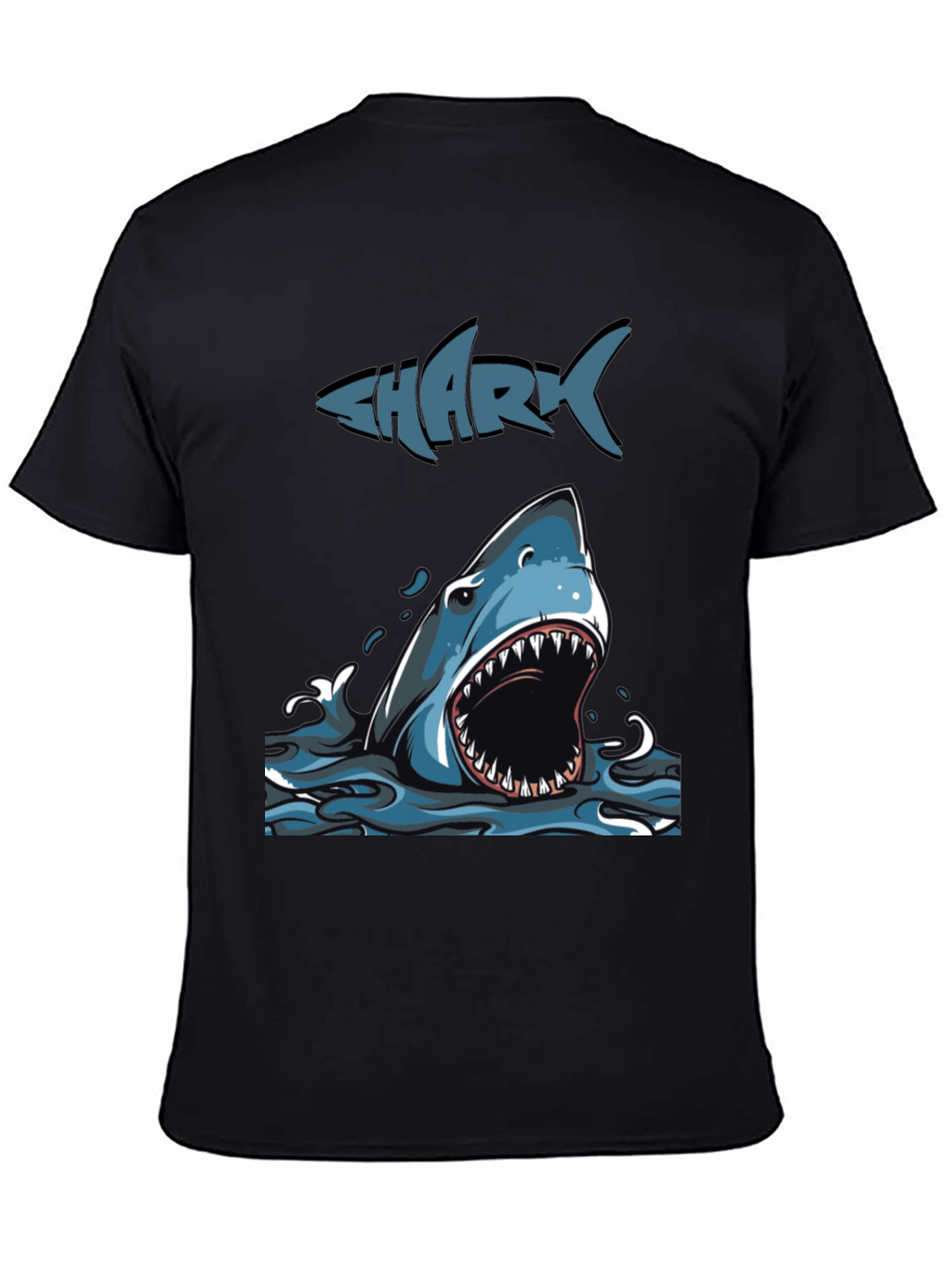 Mens Shark Graphic Print Crew Neck Tee