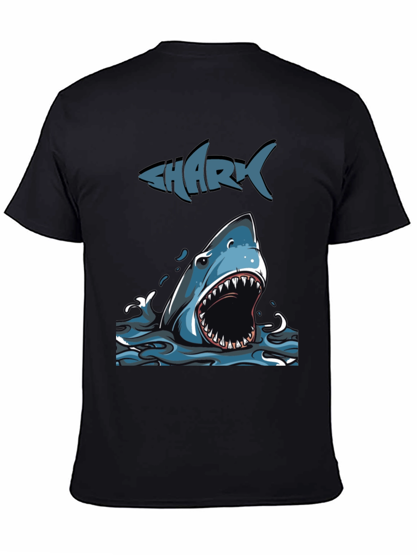 Mens Shark Graphic Print Crew Neck Tee