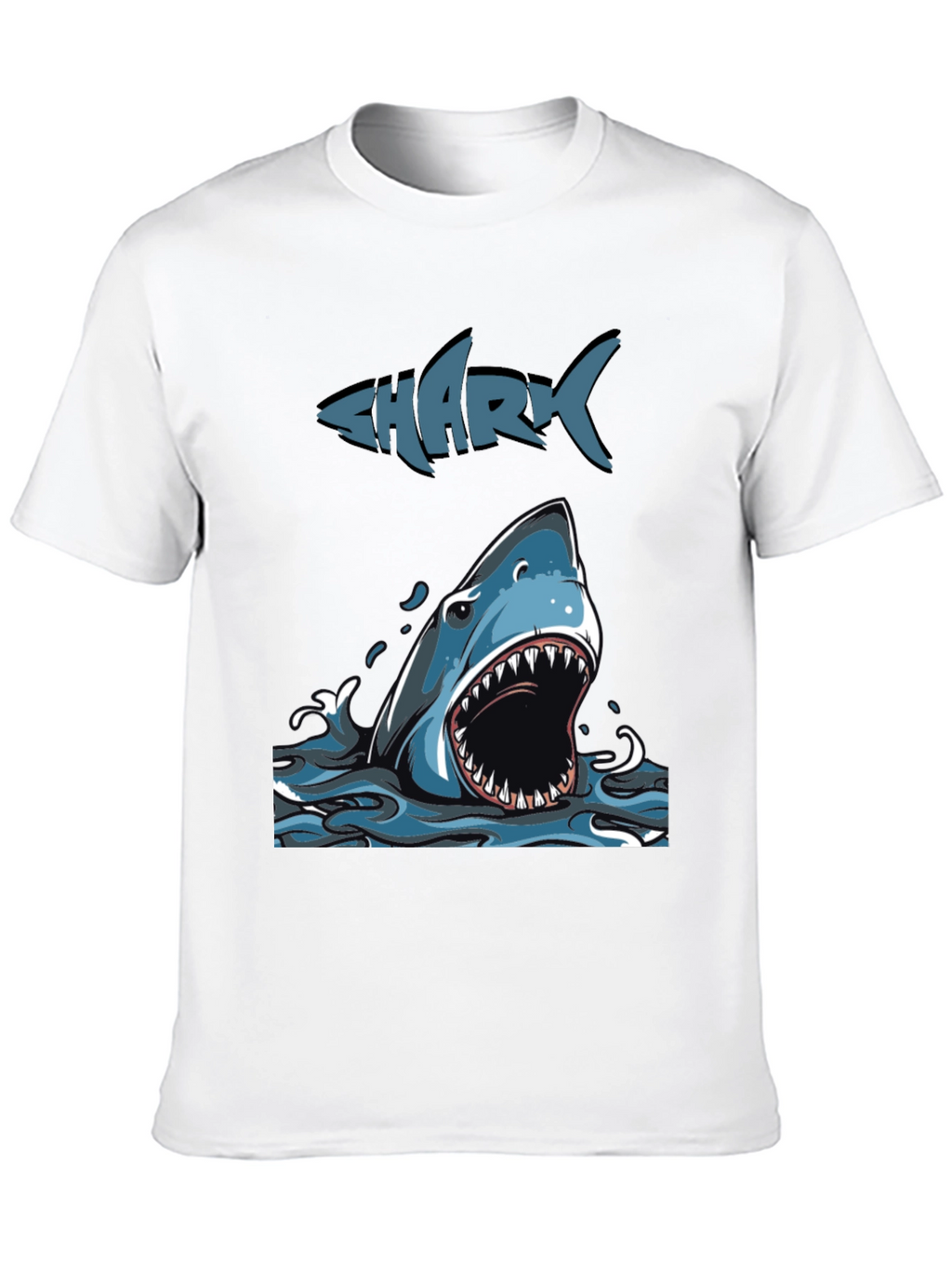 Mens Shark Graphic Print Crew Neck Tee