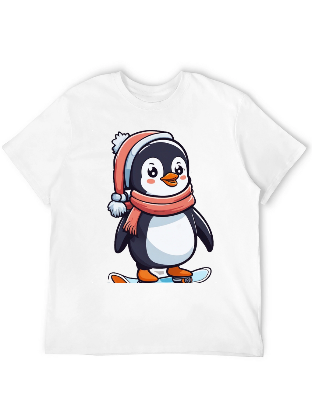 Penguin Skateboarder Black T-Shirt