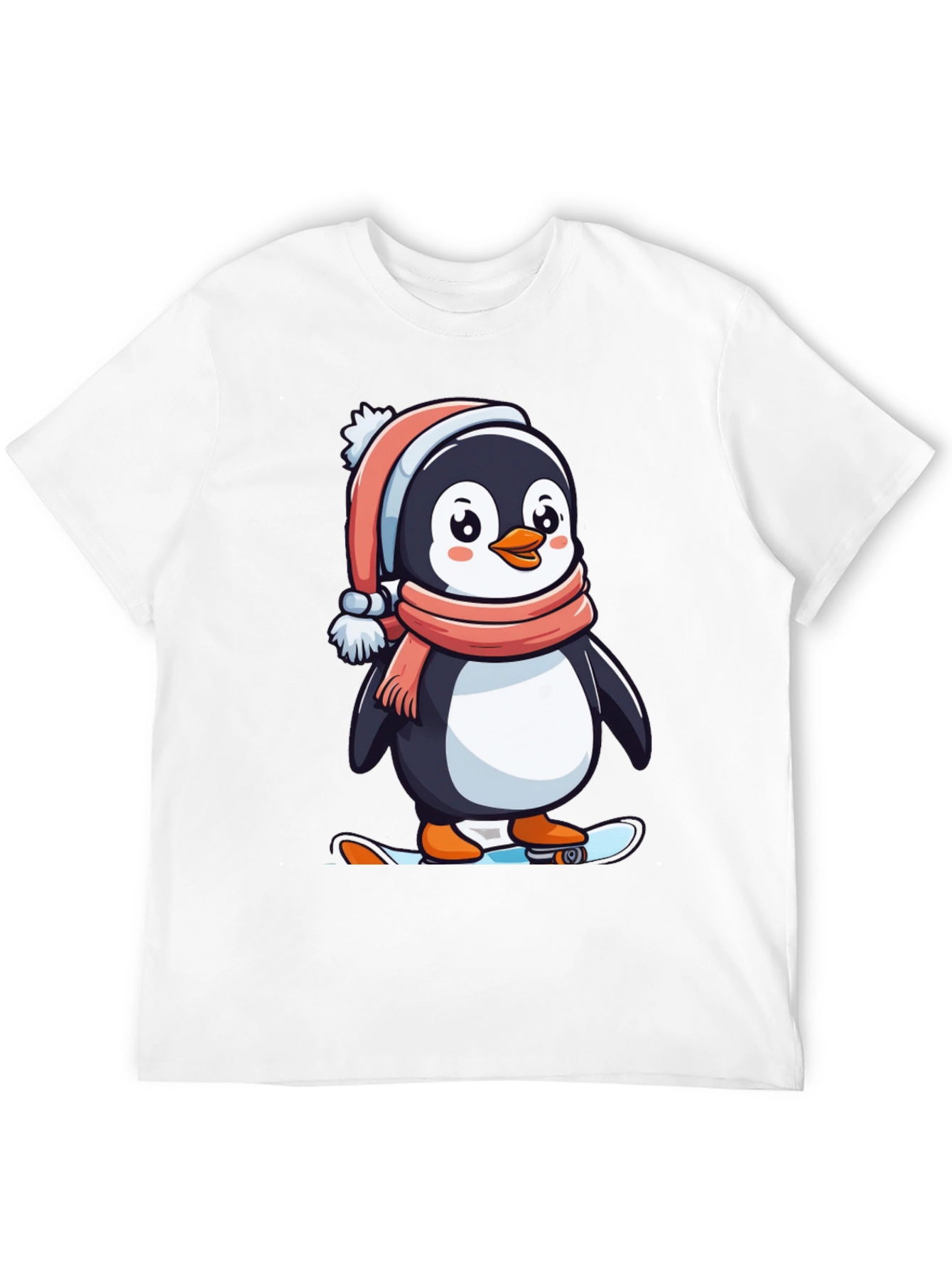 Penguin Skateboarder Black T-Shirt